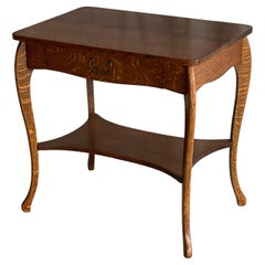 Antique A ca. 1920's American Tiger Oak Side Table, lovely patina