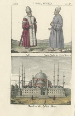 A Cadi, a Sheikh Molla and the Mosque of Sultan Ahmet, Constantinople, 1842
