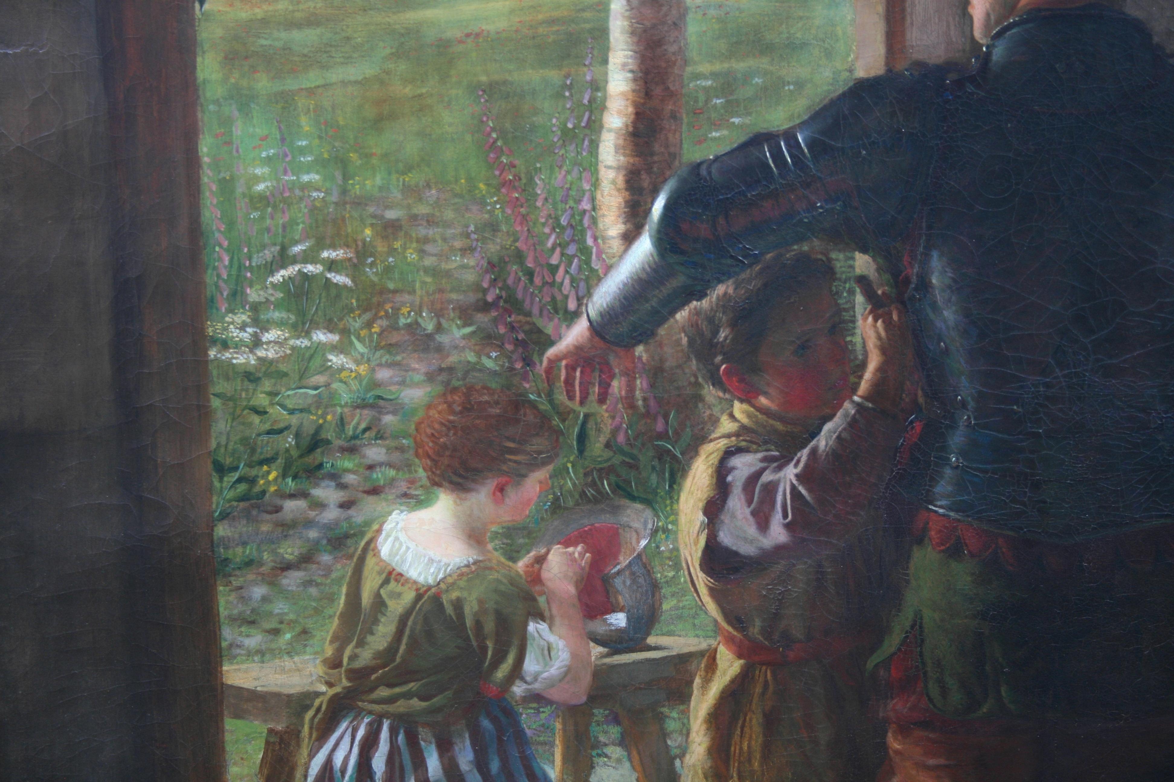 British “A Call to Arms” – Monumental 19th Century English Pre-Raphaelite Oil Painting For Sale