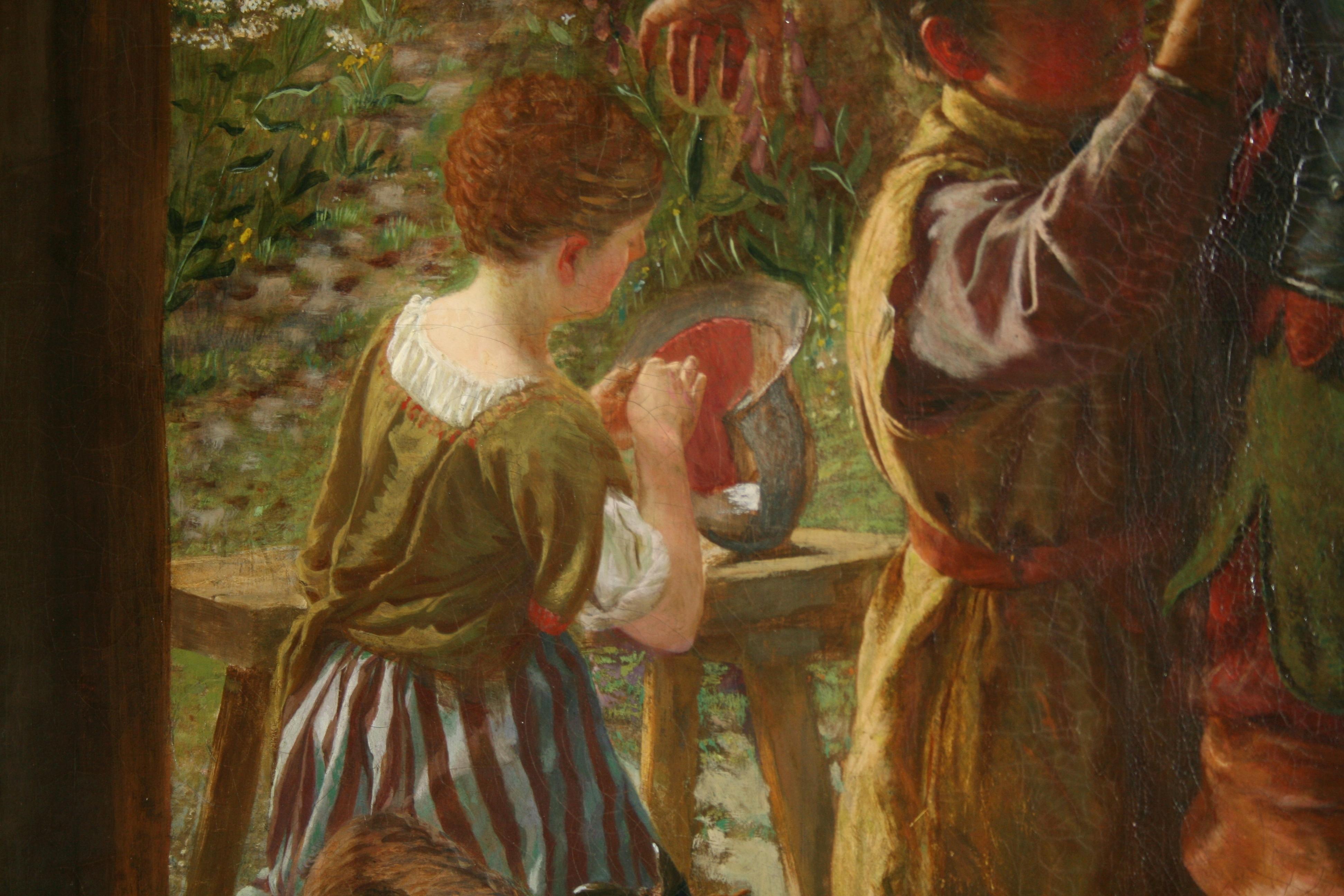 “A Call to Arms” – Monumental 19th Century English Pre-Raphaelite Oil Painting In Good Condition For Sale In Worcester, GB