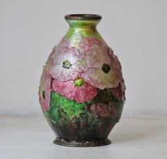 Camille Fauré Floral, Bunch of Flowers Enamel Vase, circa 1930
