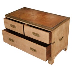 Antique Campaign Chest with Leather Top
