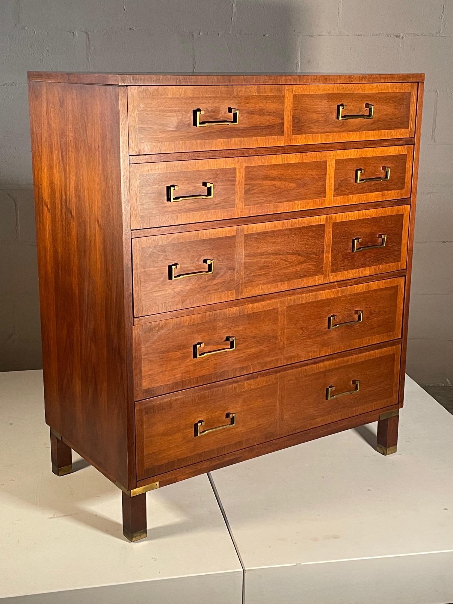 Campaign Style High Chest by Sligh Furniture In Good Condition In St.Petersburg, FL