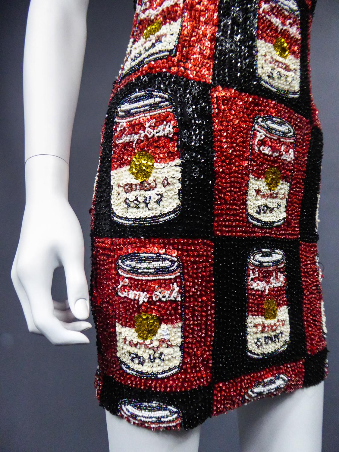 A Campbell's Soup Embroidered Mini Dress Andy Warhol Pink Soda Circa 1990 2