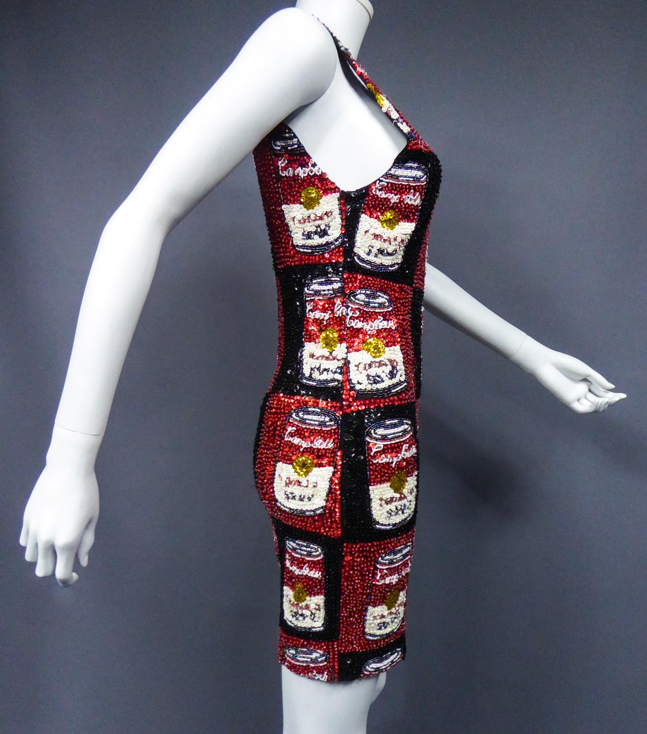A Campbell's Soup Embroidered Mini Dress Andy Warhol Pink Soda Circa 1990 3