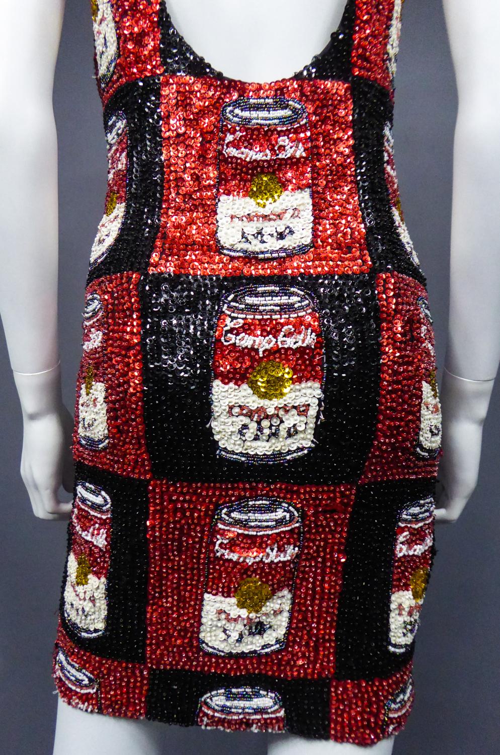 A Campbell's Soup Embroidered Mini Dress Andy Warhol Pink Soda Circa 1990 5