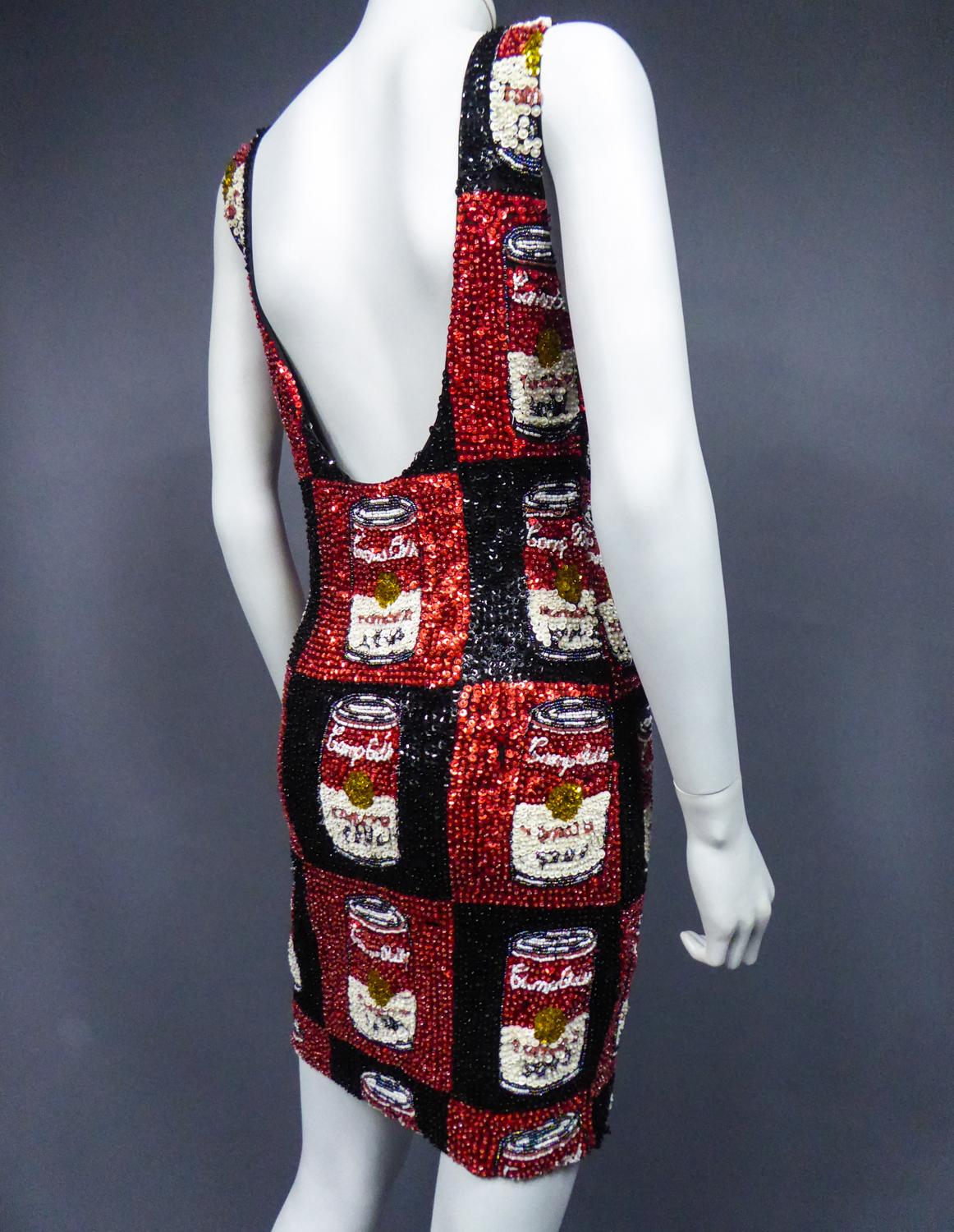 A Campbell's Soup Embroidered Mini Dress Andy Warhol Pink Soda Circa 1990 6
