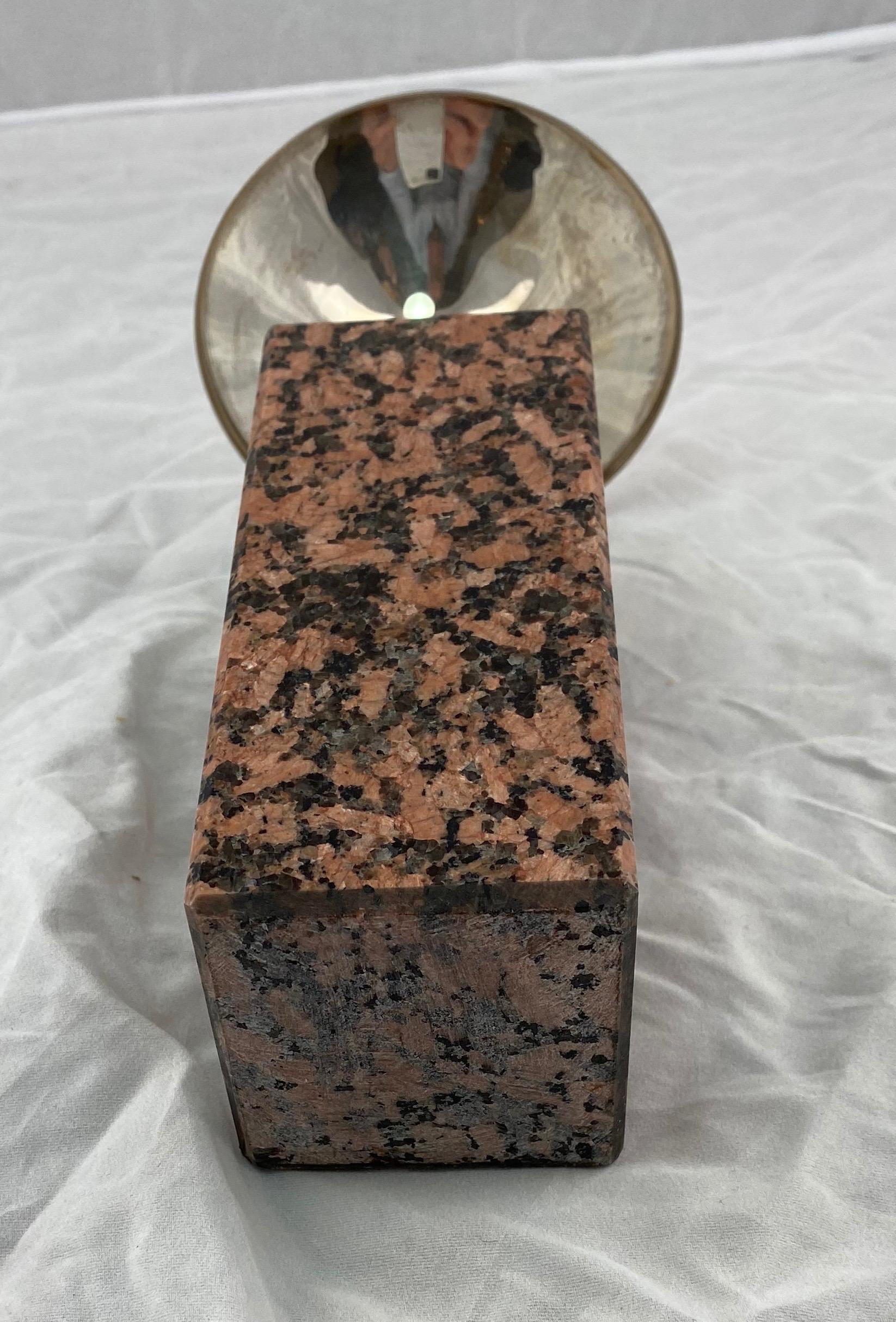 Candlestick Made of Red Granite and Silver In Good Condition For Sale In Stockholm, SE