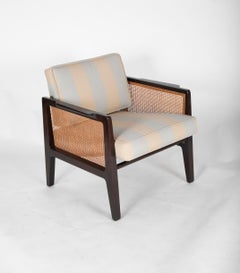 Caned and Ebonized Arm Chair Designed by Edward Wormley