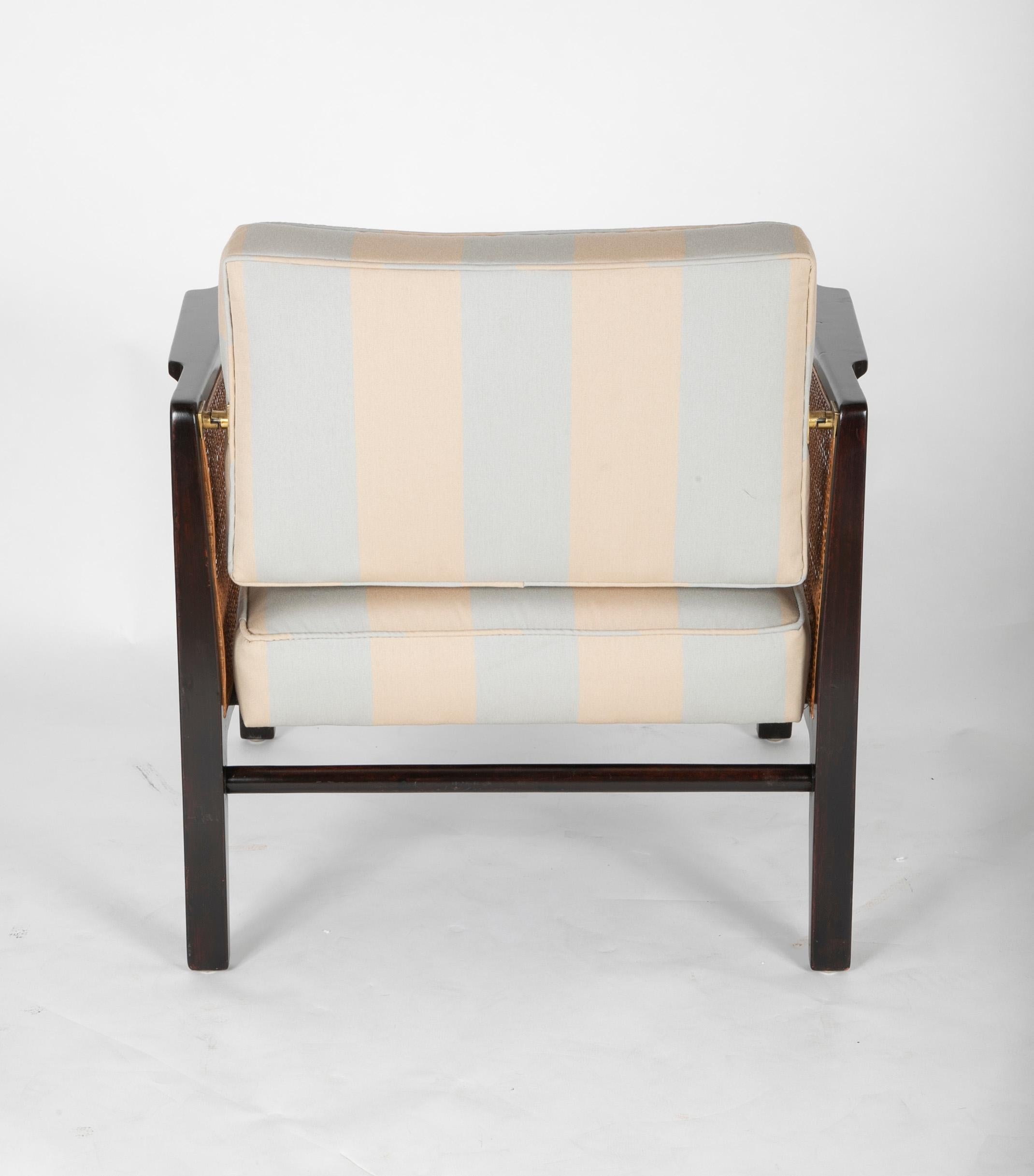 Caned and Ebonized Arm Chair Designed by Edward Wormley For Sale 2