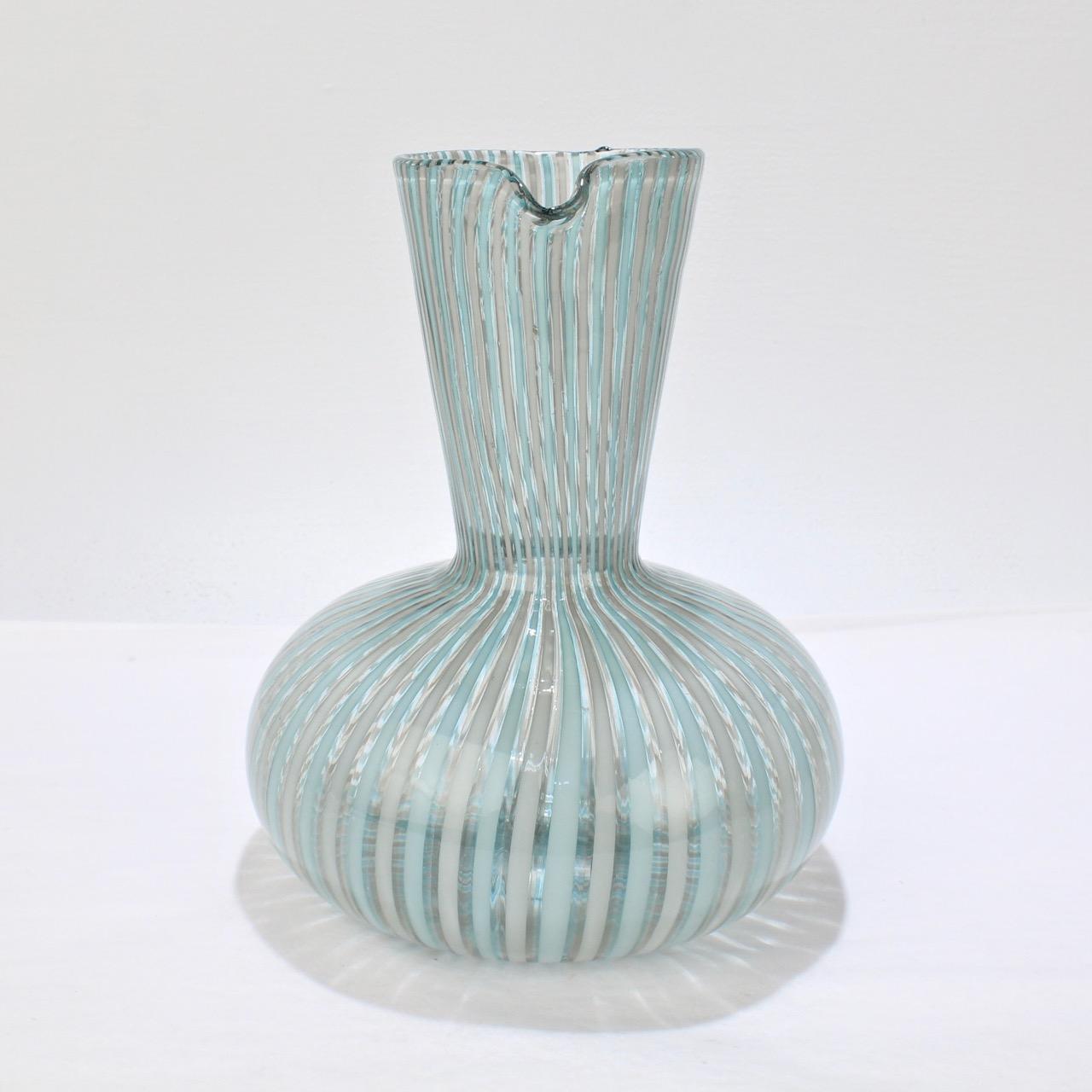 Italian 'A Canne' Glass Carafe by Gio Ponti for Venini Glass