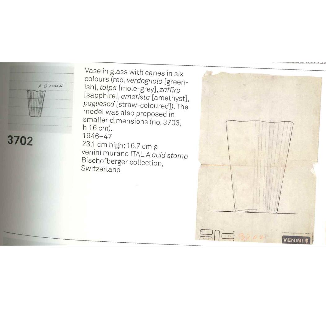 Canne Murano Glasvase von Gio Ponti, Venini Murano Italien im Angebot 8