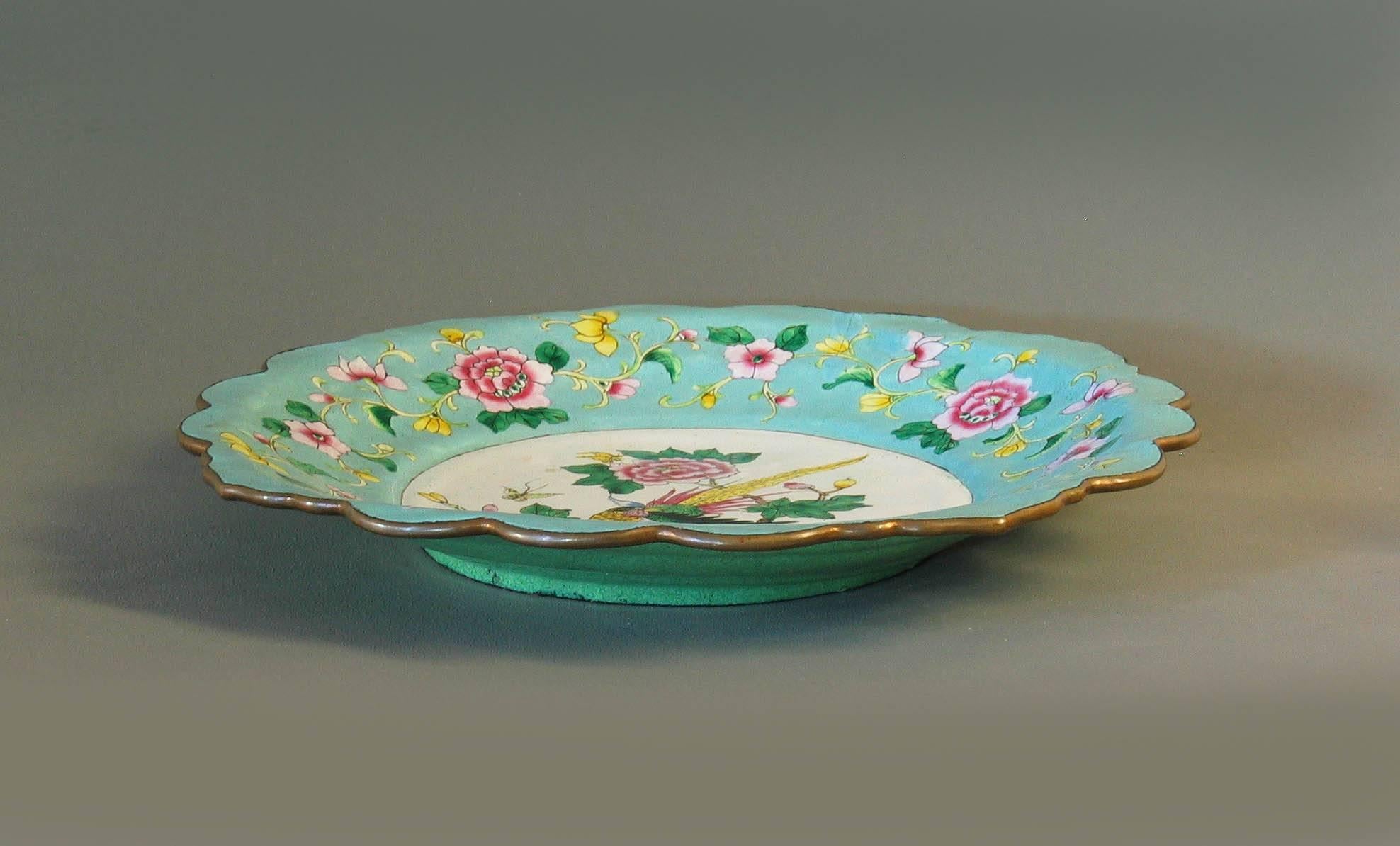 Chinese Canton Enamel Bracket-Lobed Dish Guangxu Period, 1875-1908 For Sale