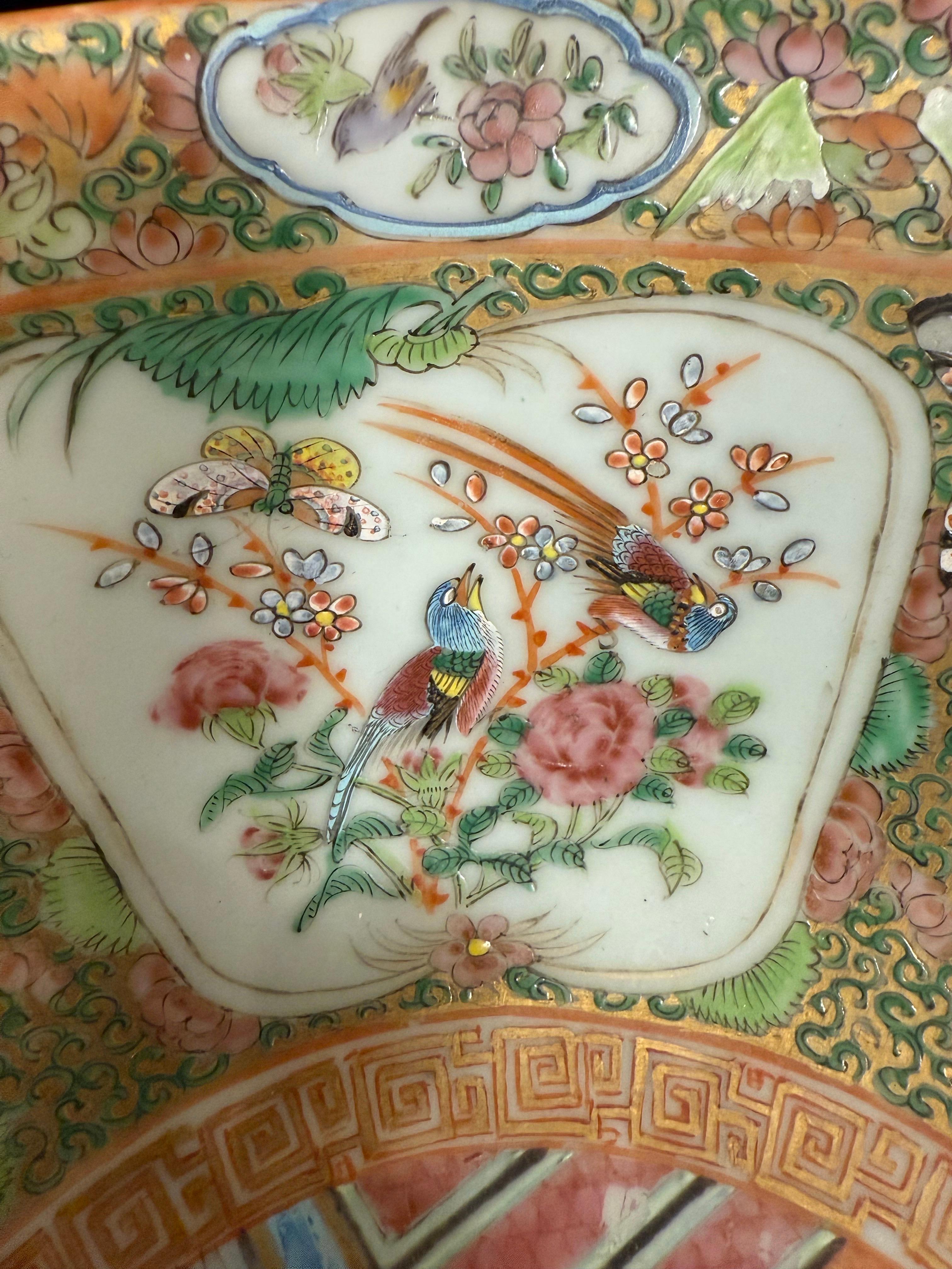 Hand-Crafted A Canton Famillie Rose Punch Bowl, Late 19th Century For Sale