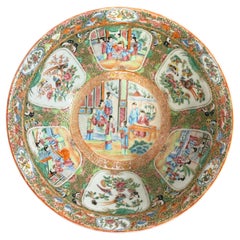 A Canton Famillie Rose Punch Bowl, Late 19th Century