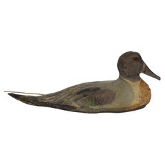 Canvas Duck Decoy with Detailed Painted Decoration and Glass Eyes