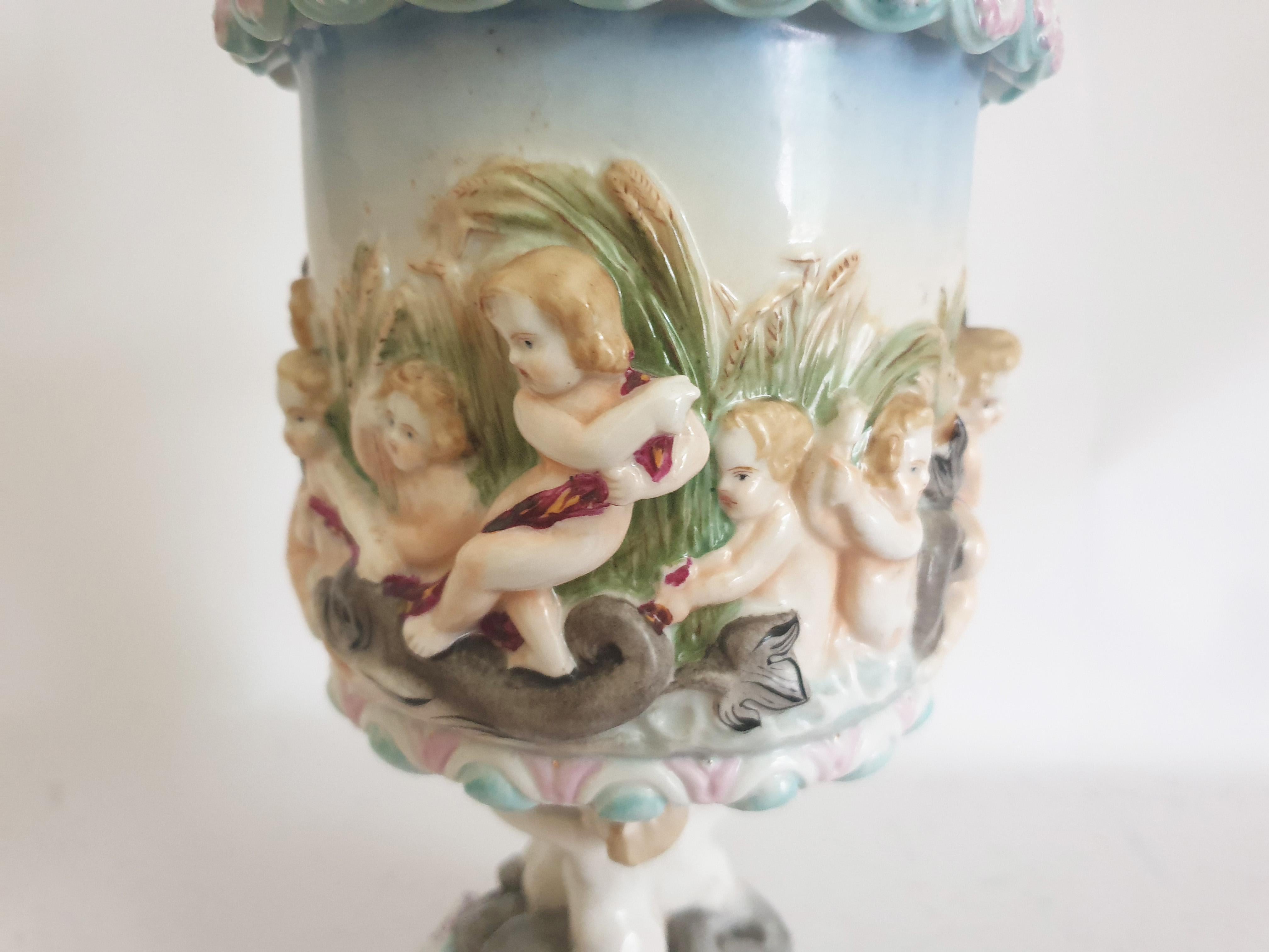 Italian Capodimonte Figural Porcelain Ewer For Sale