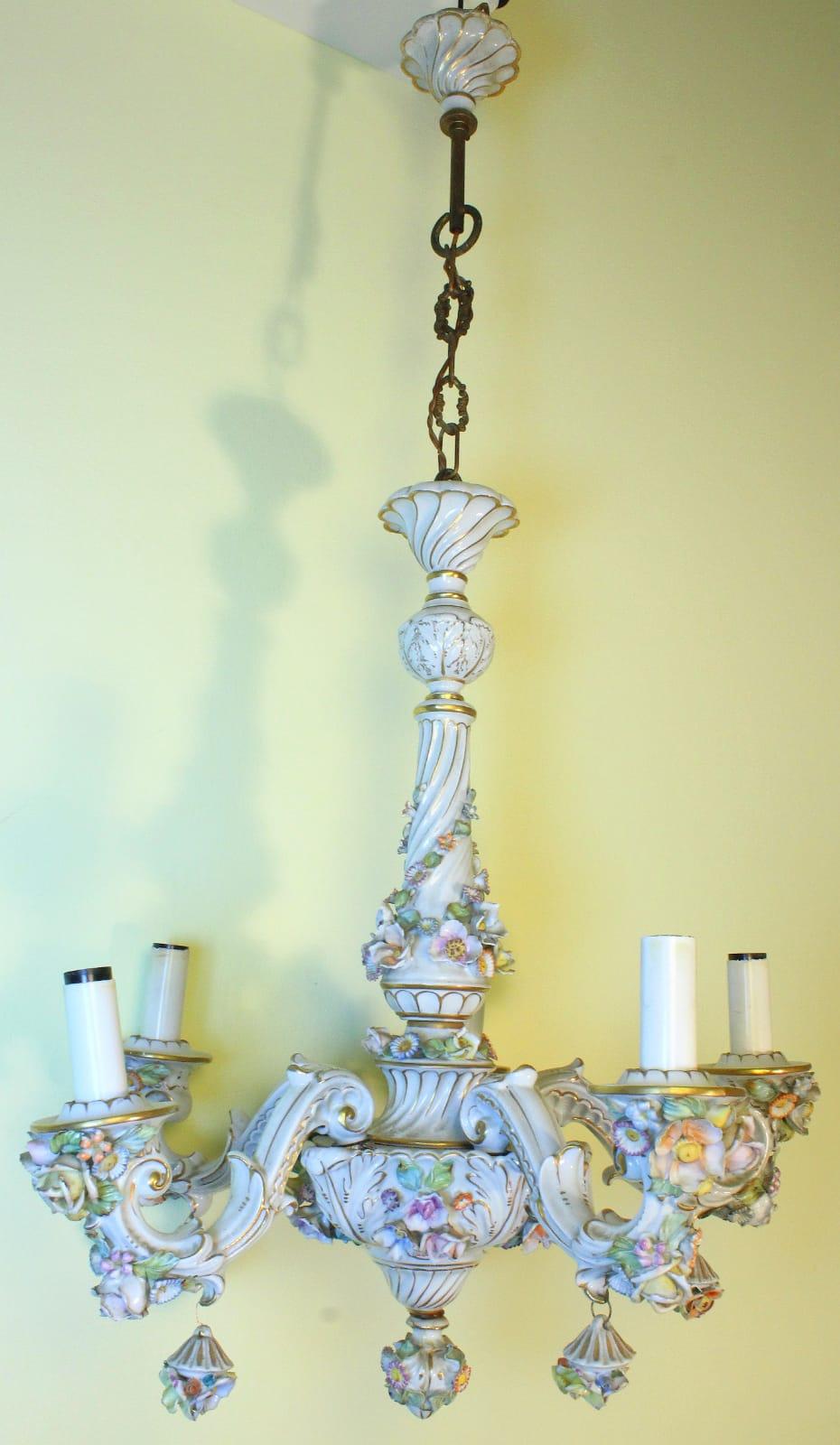 A Capodimonte porcelain chandelier 5
