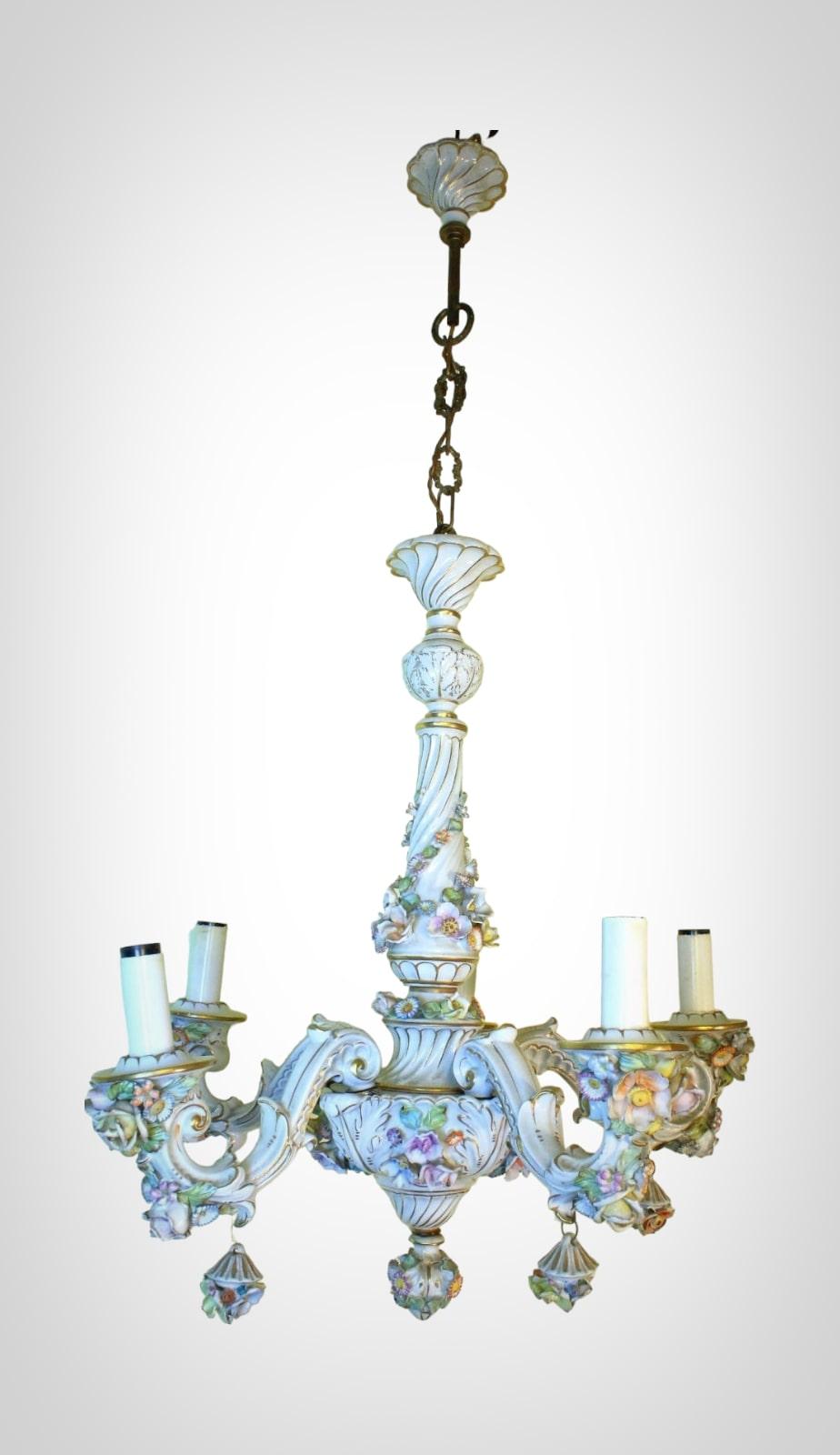 A Capodimonte porcelain chandelier 1
