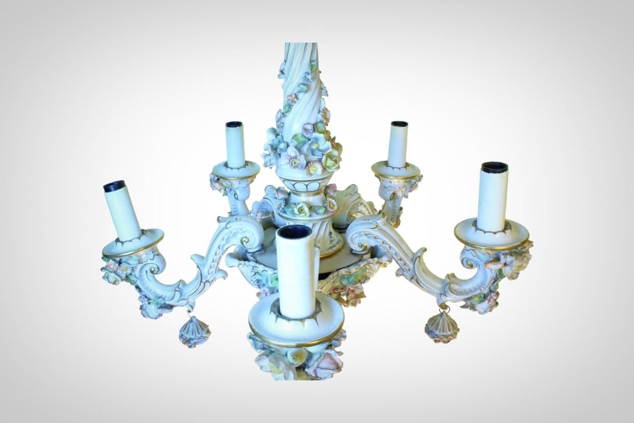 A Capodimonte porcelain chandelier 2