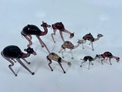 Hand-Crafted Italian Blown Glass Camel Sculpture Set