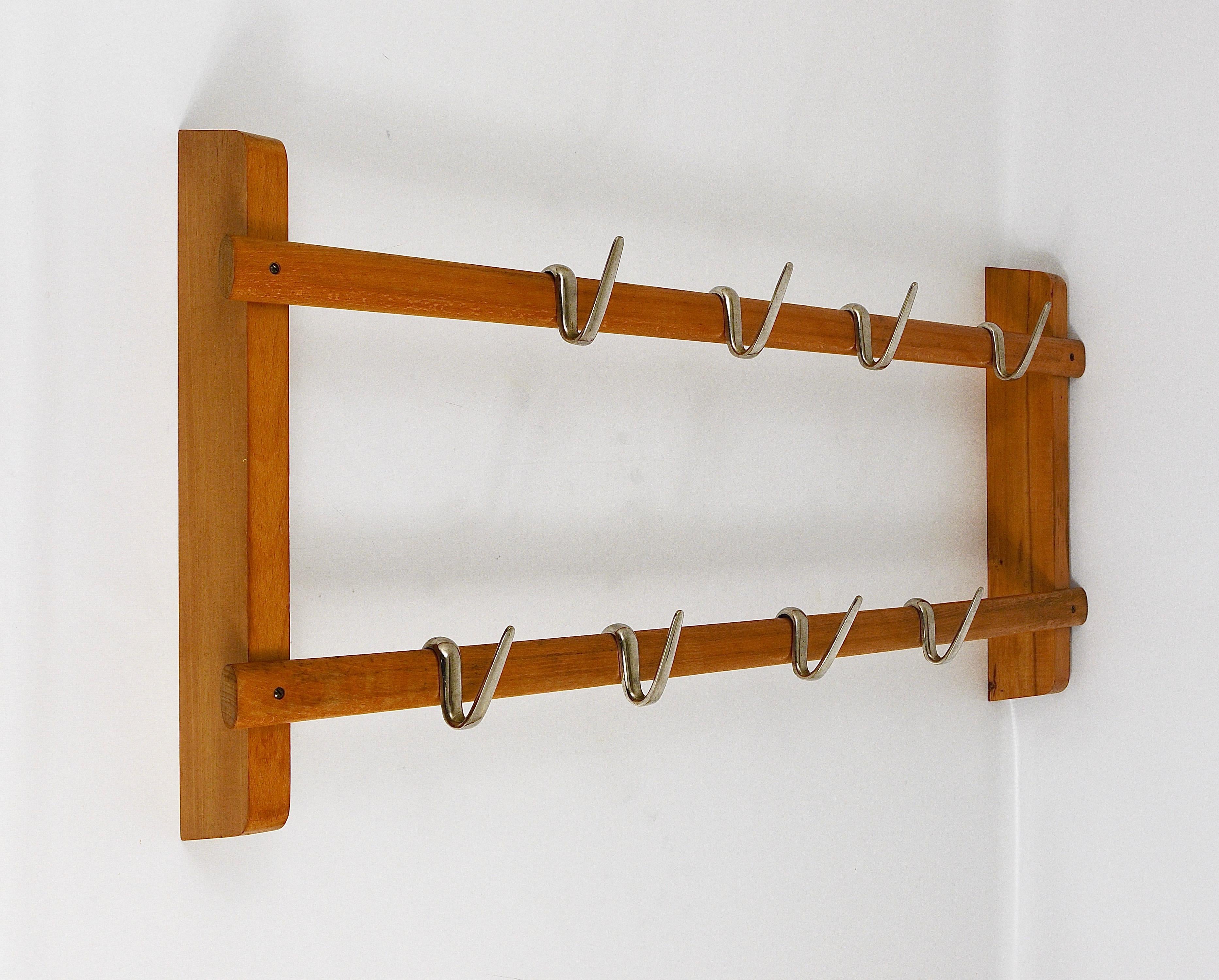 Carl Auböck Midcentury Coat Rack with 8 Nickel-Plated Hooks 3