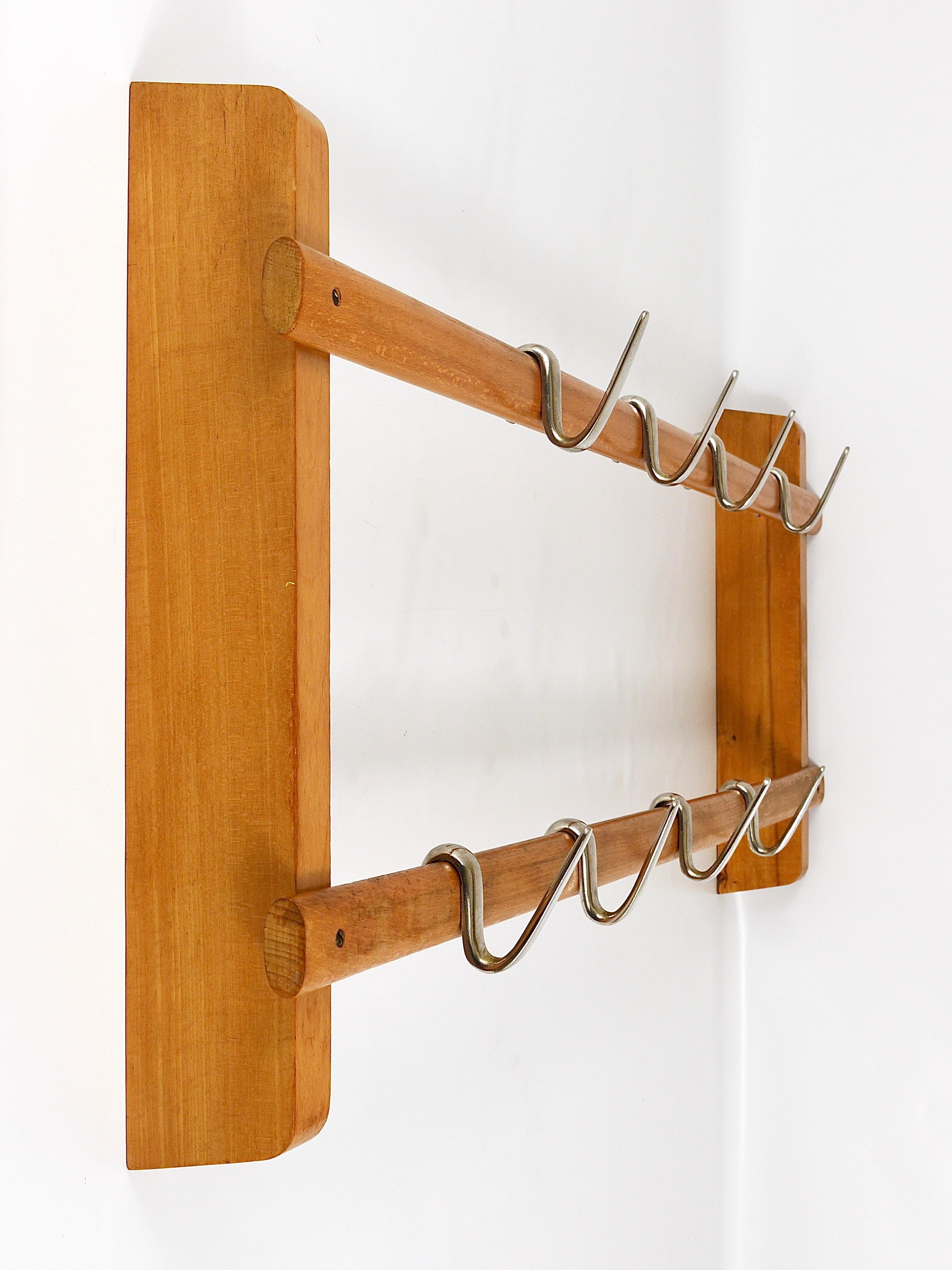 Austrian Carl Auböck Midcentury Coat Rack with 8 Nickel-Plated Hooks