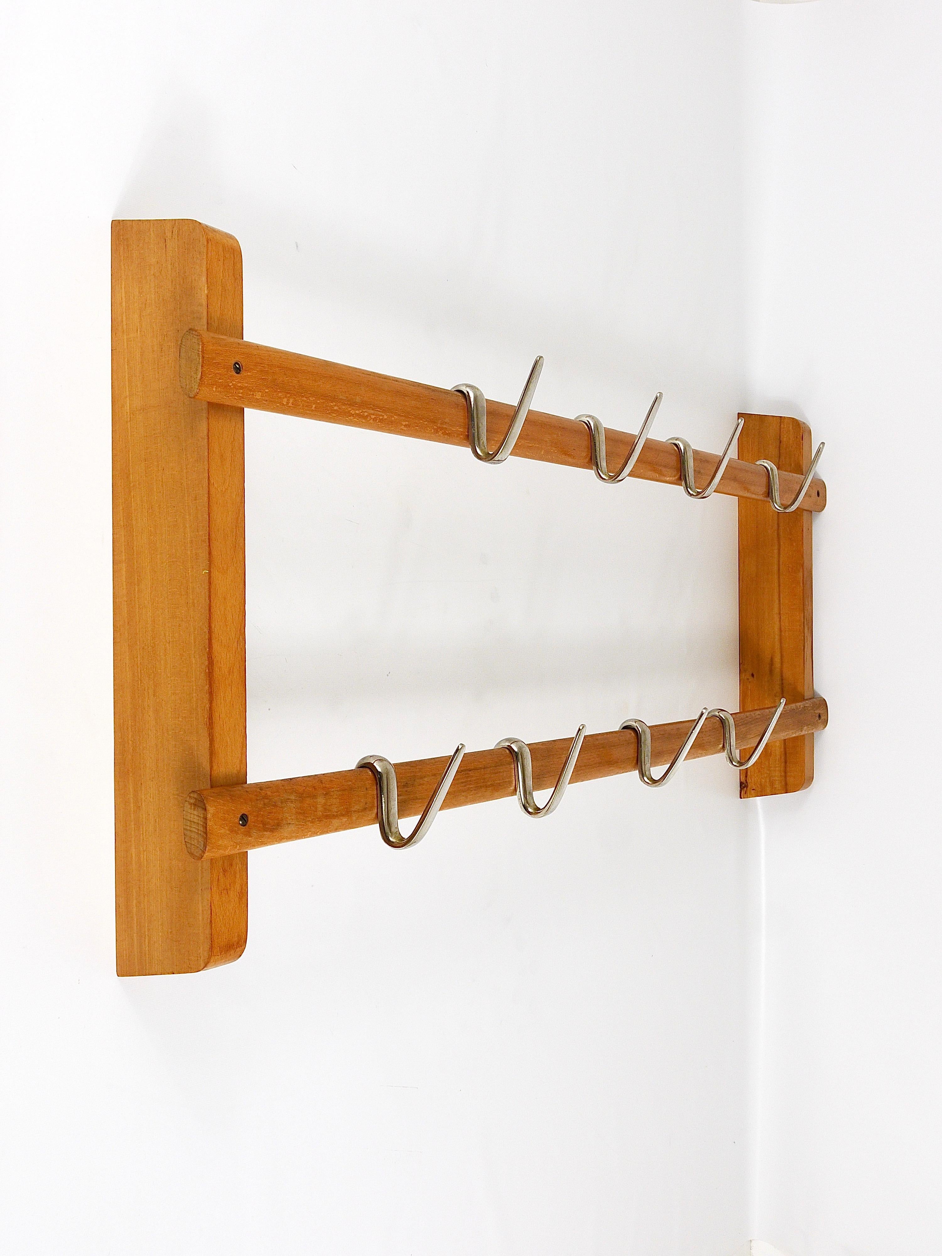 Carl Auböck Midcentury Coat Rack with 8 Nickel-Plated Hooks In Excellent Condition In Vienna, AT