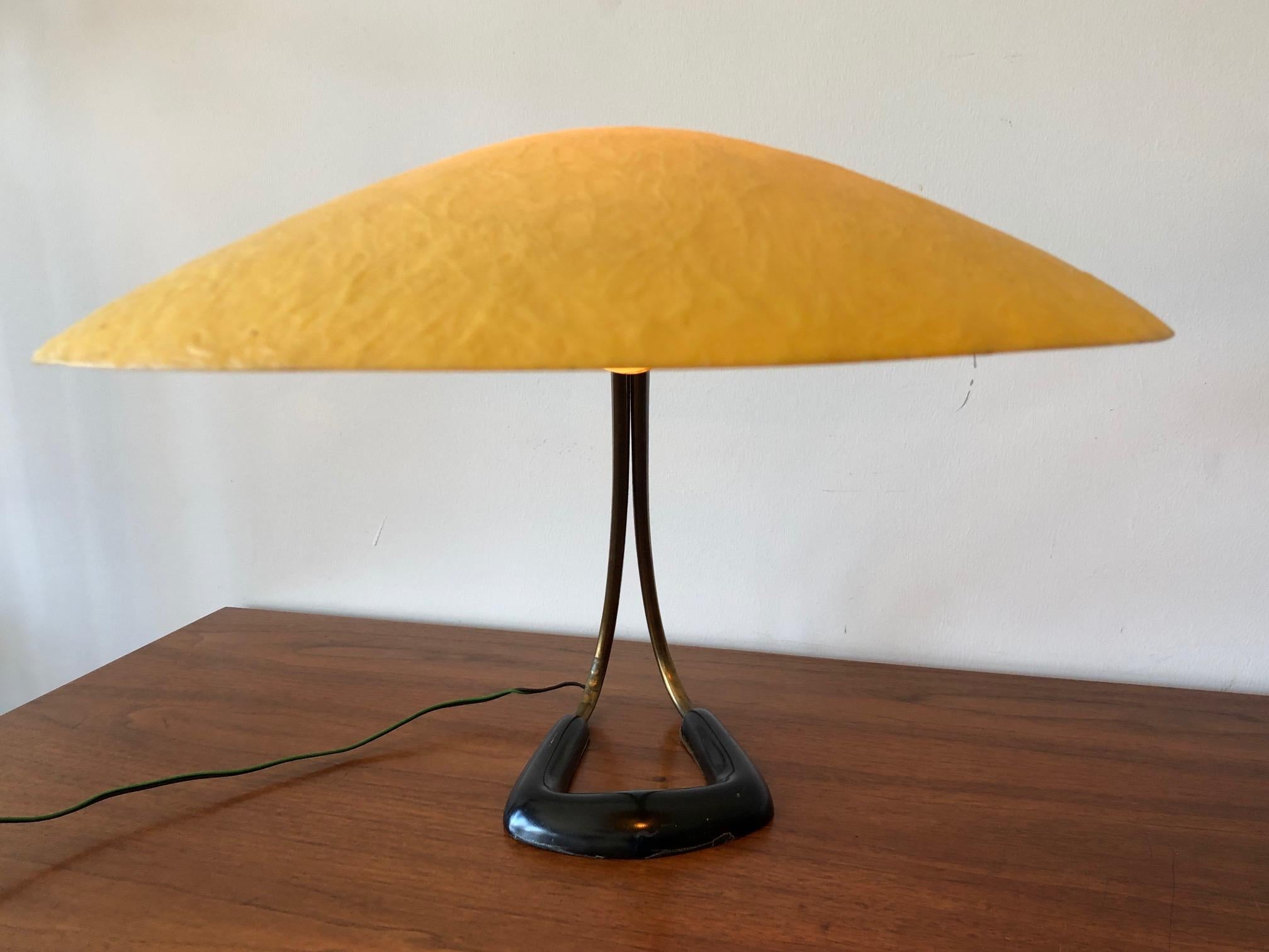 Table Lamp with Fiberglass Shade In Good Condition For Sale In St.Petersburg, FL