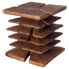 Table d'appoint rustique, sculptée, à étages, Carl Wilhelm Hahn, années 1960, Angleterre