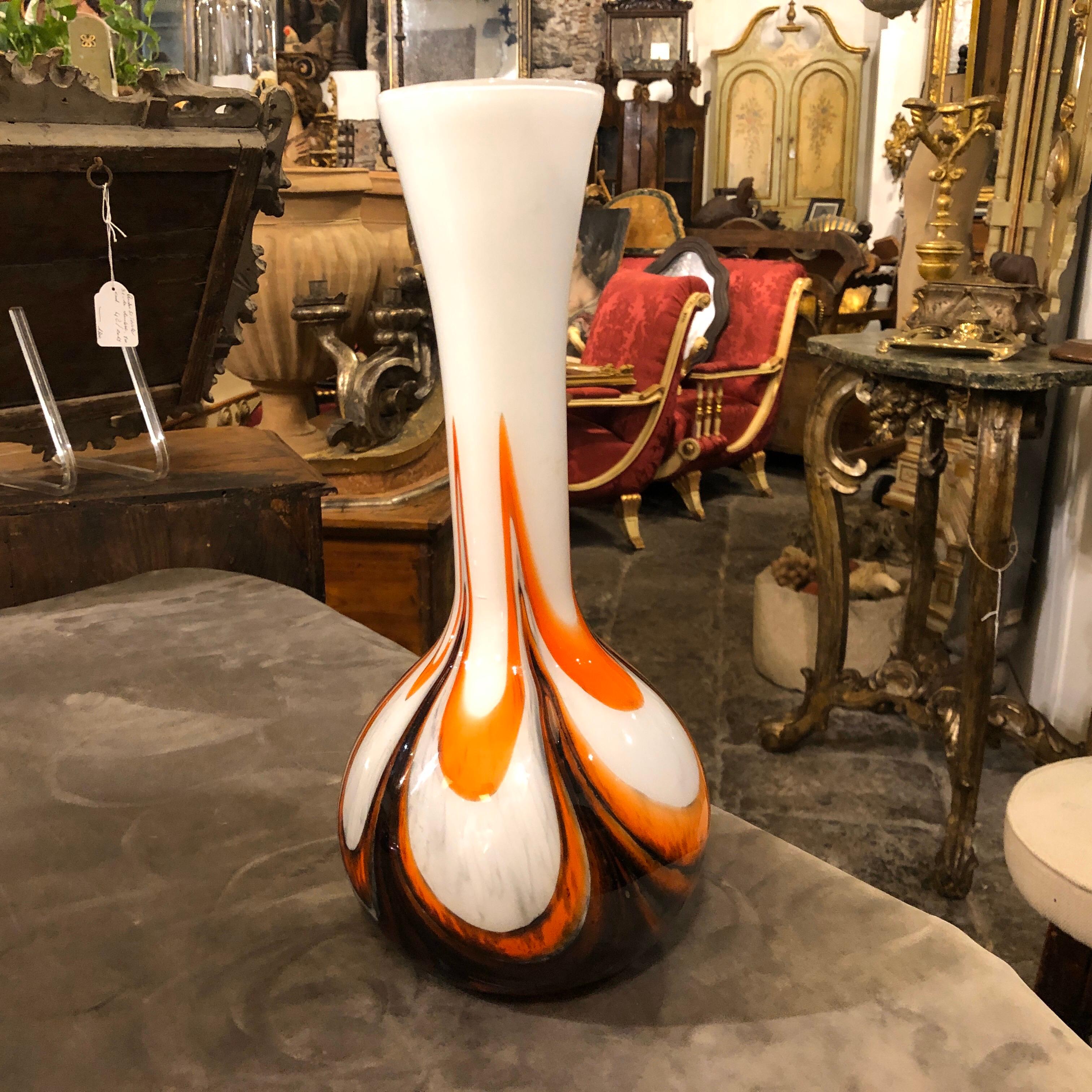 Hand-Crafted Carlo Moretti Space Age Opaline Vase Made in Italy in the 1970s