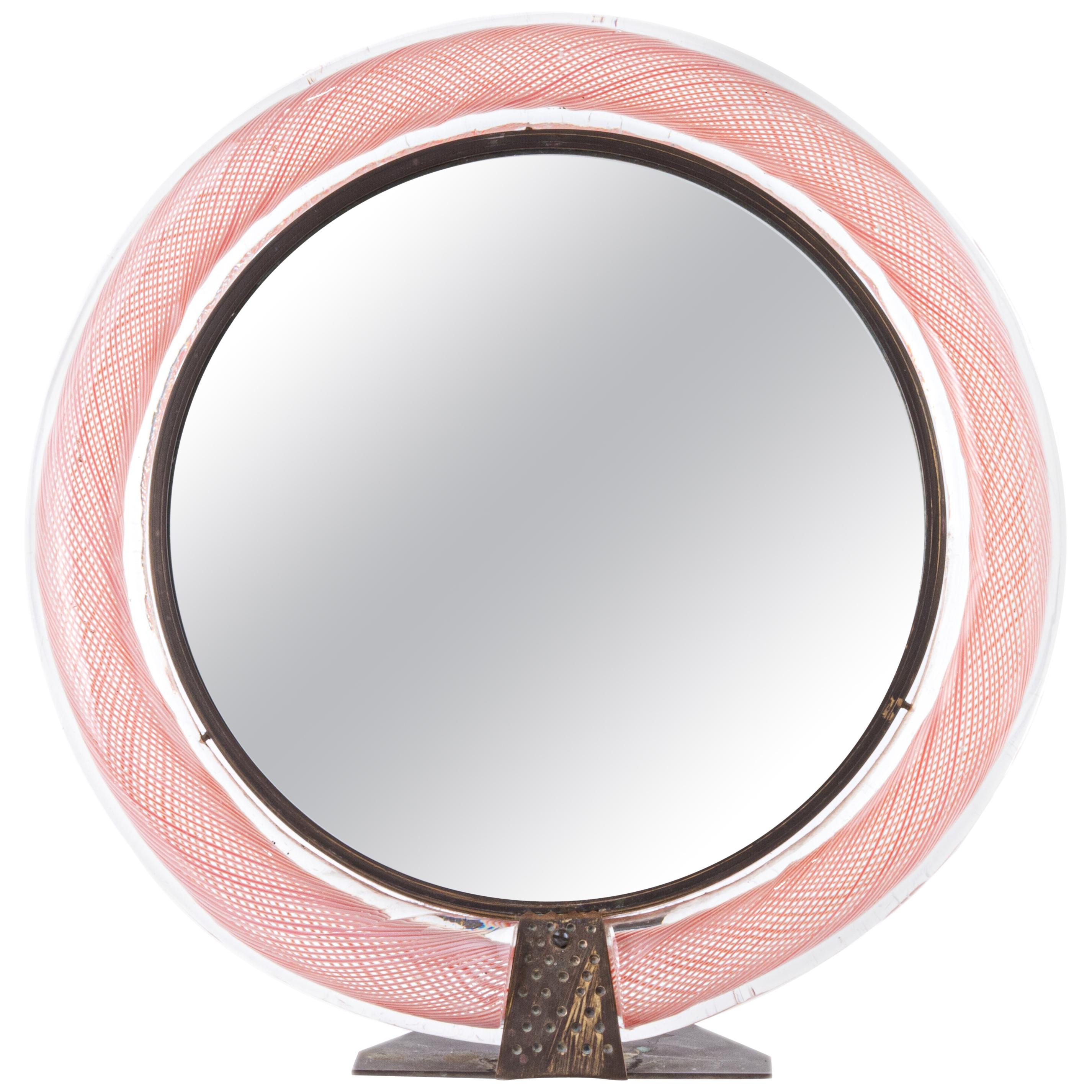 Carlo Scarpa Mezza Filigrana Vanity Mirror for Venini, circa 1935 For Sale