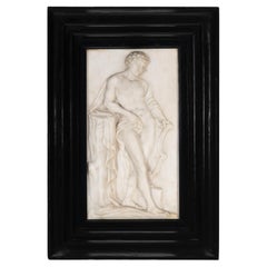 Antique Carrara Marble Bas-Relief Depicting Apollo Italy, 18th Century