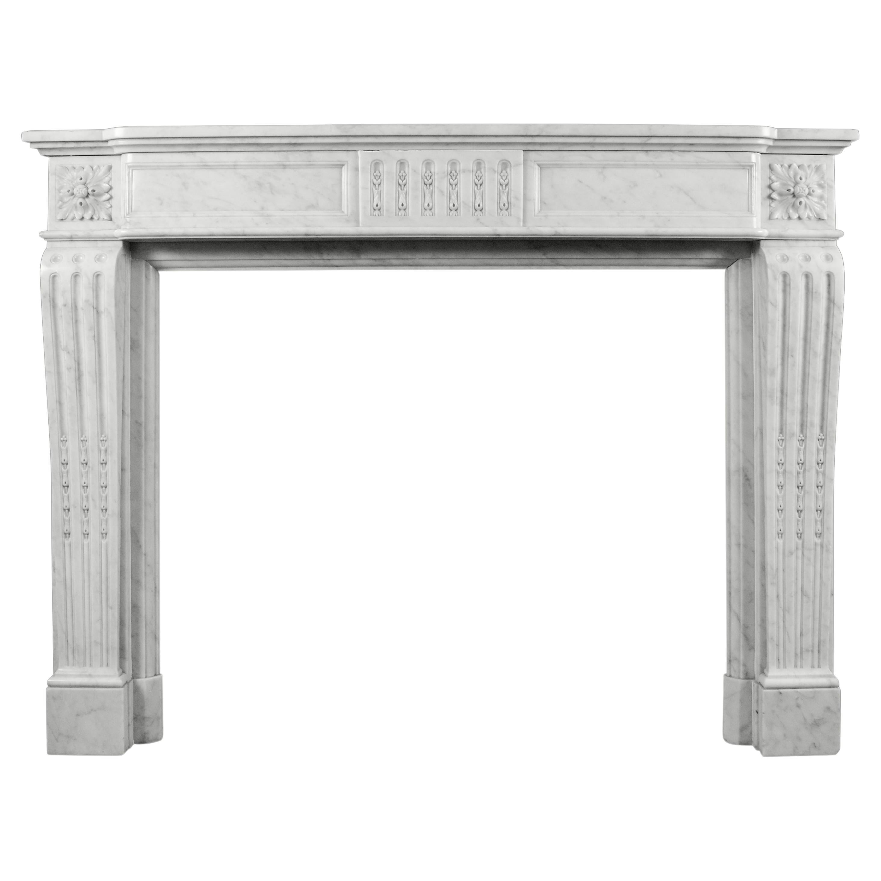 Carrara Marble French Fireplace in the Louis XVI Manner For Sale