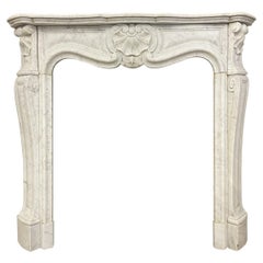 Carrara Marble Louis XV Style Antique Fireplace Mantel