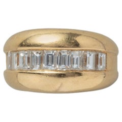 Cartier 18 Carat Gold and Baguette Cut Diamond Band Ring