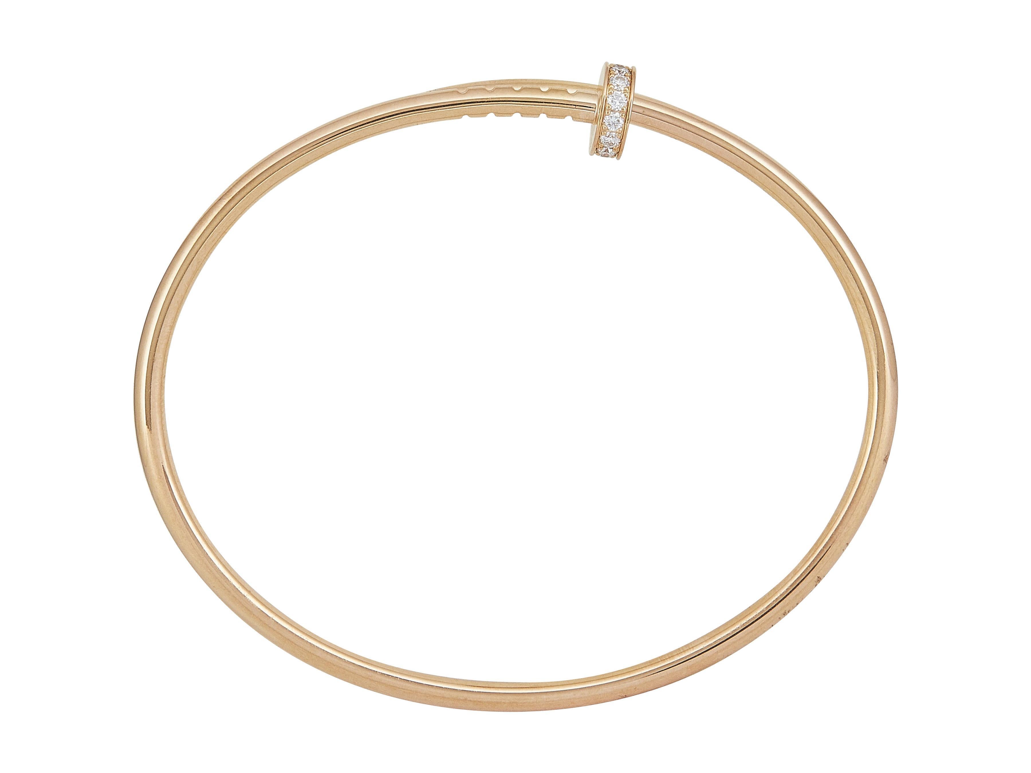 Taglio rotondo A Cartier Juste un Clou Bracelet Small Model 18K Rose Gold Diamond Size 16 in vendita