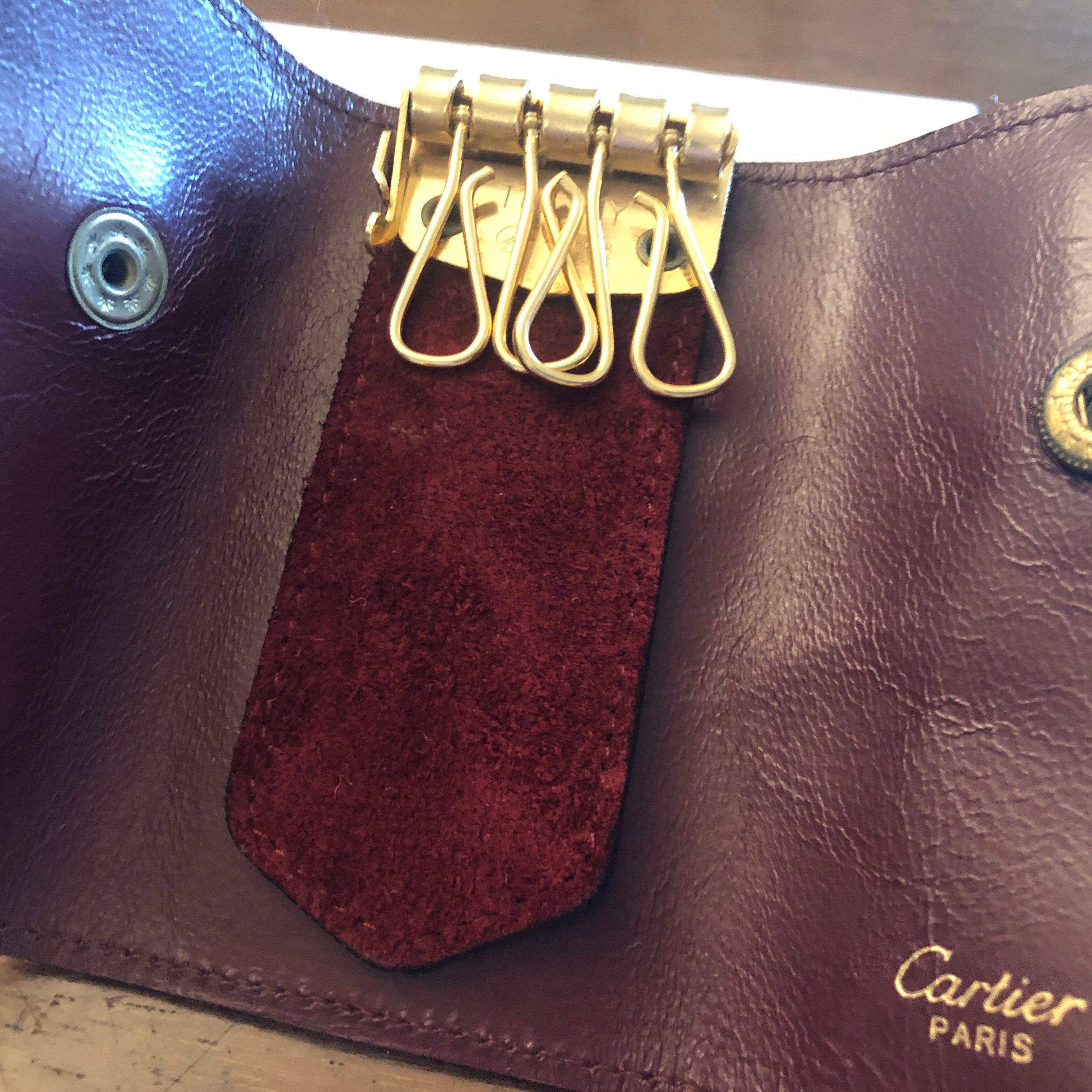 1980s Cartier Leather and Brass Vintage Key Holder In Excellent Condition In Aci Castello, IT