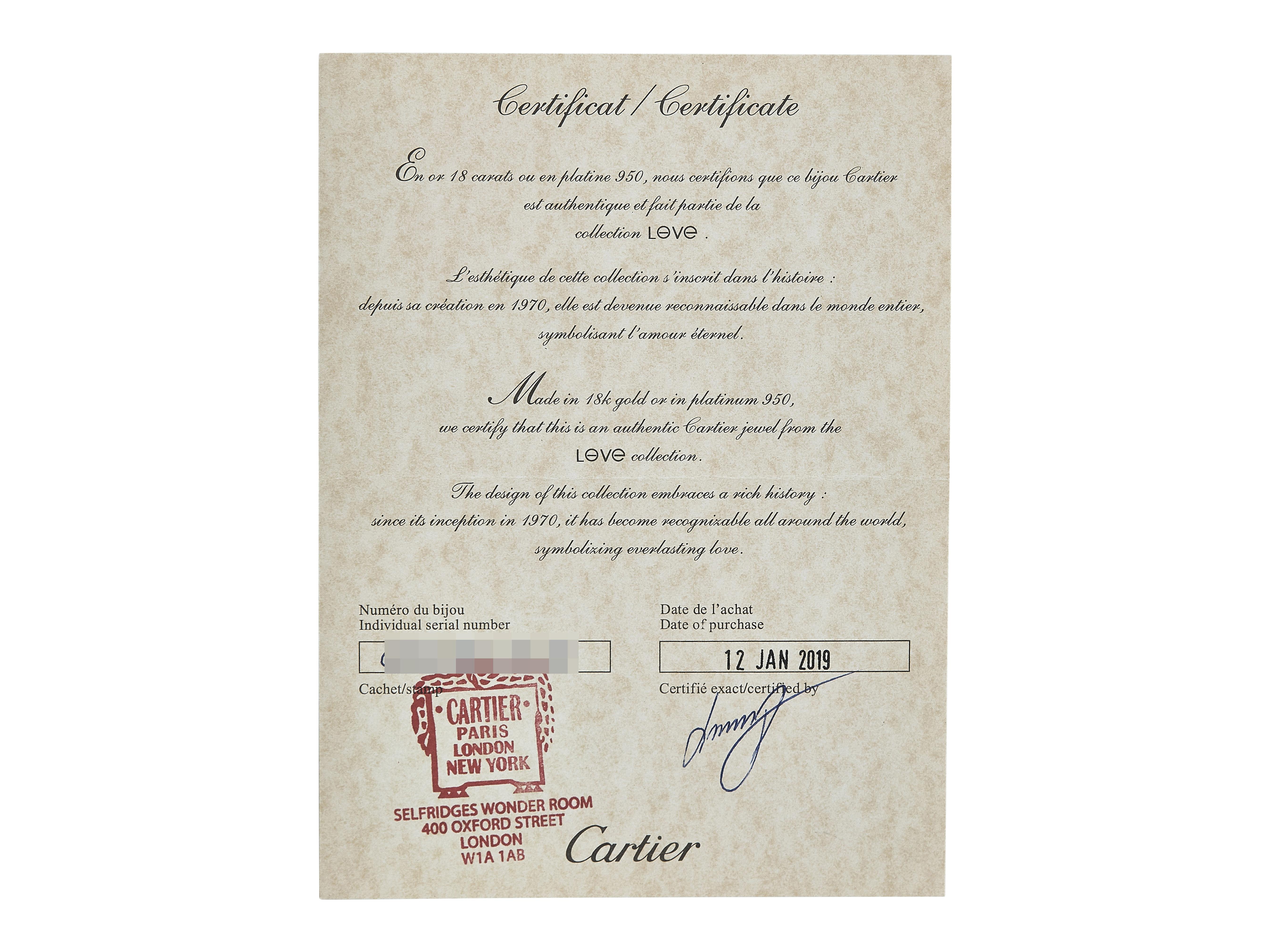 Un Bracelet d'Amour de Cartier Modèle Classique Or Jaune 18K Taille 17 en vente 1