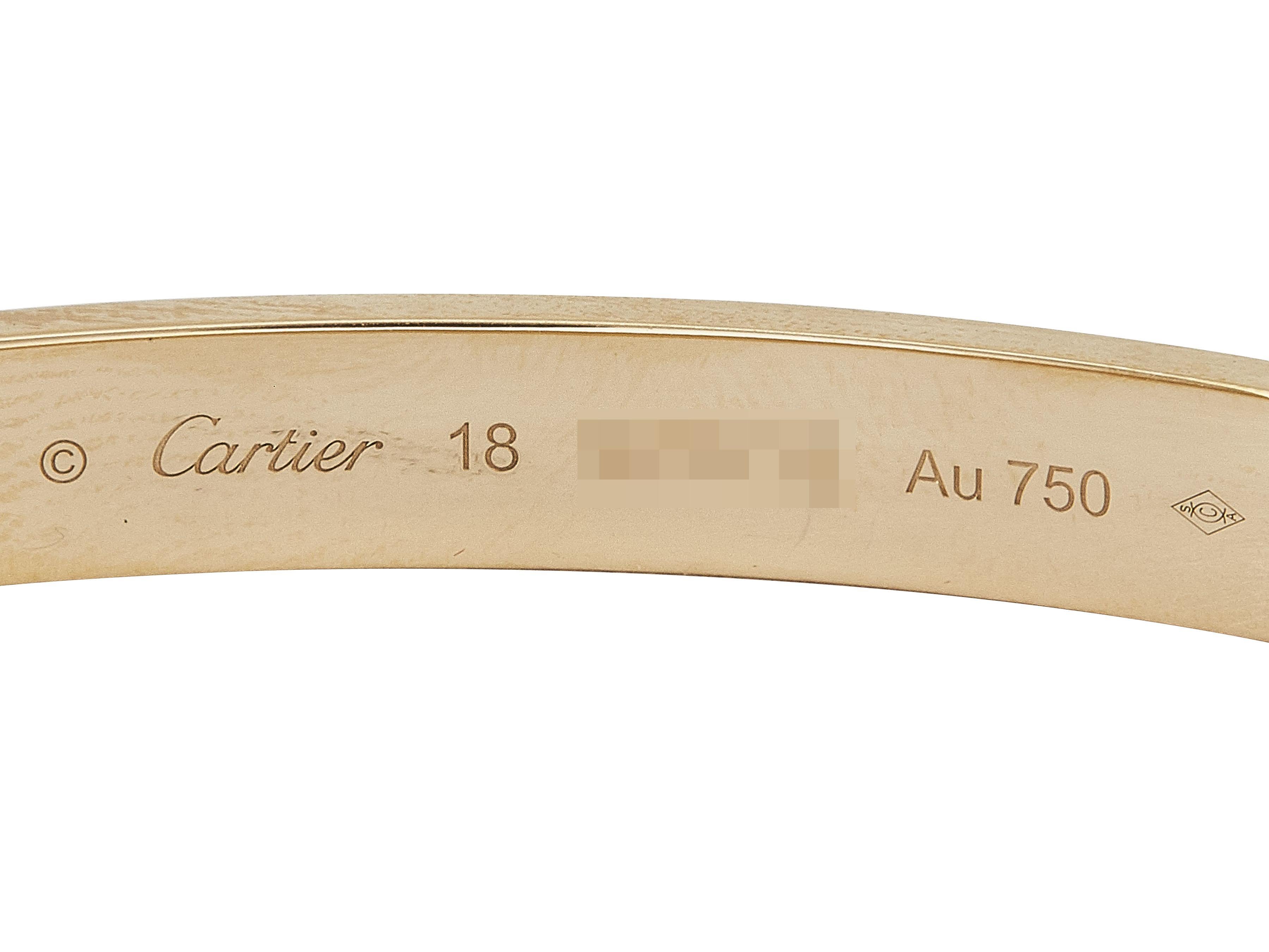 Una pulsera Cartier Love Modelo Clásico Oro Amarillo 18K Talla 18 en venta 3