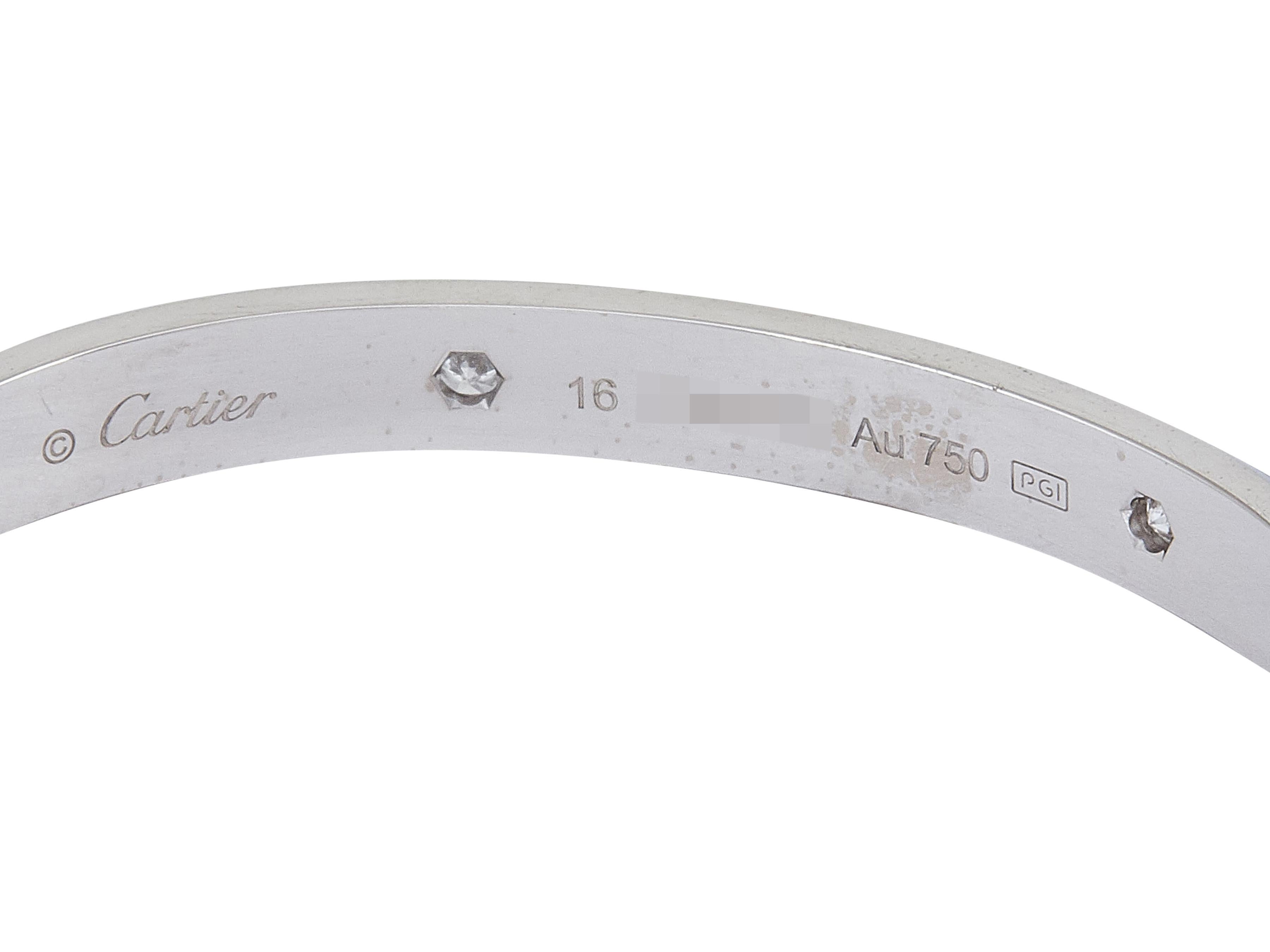 A Cartier Love Bracelet Classic Model 4 Diamant 18K Weißgold Größe 16 (Rundschliff) im Angebot