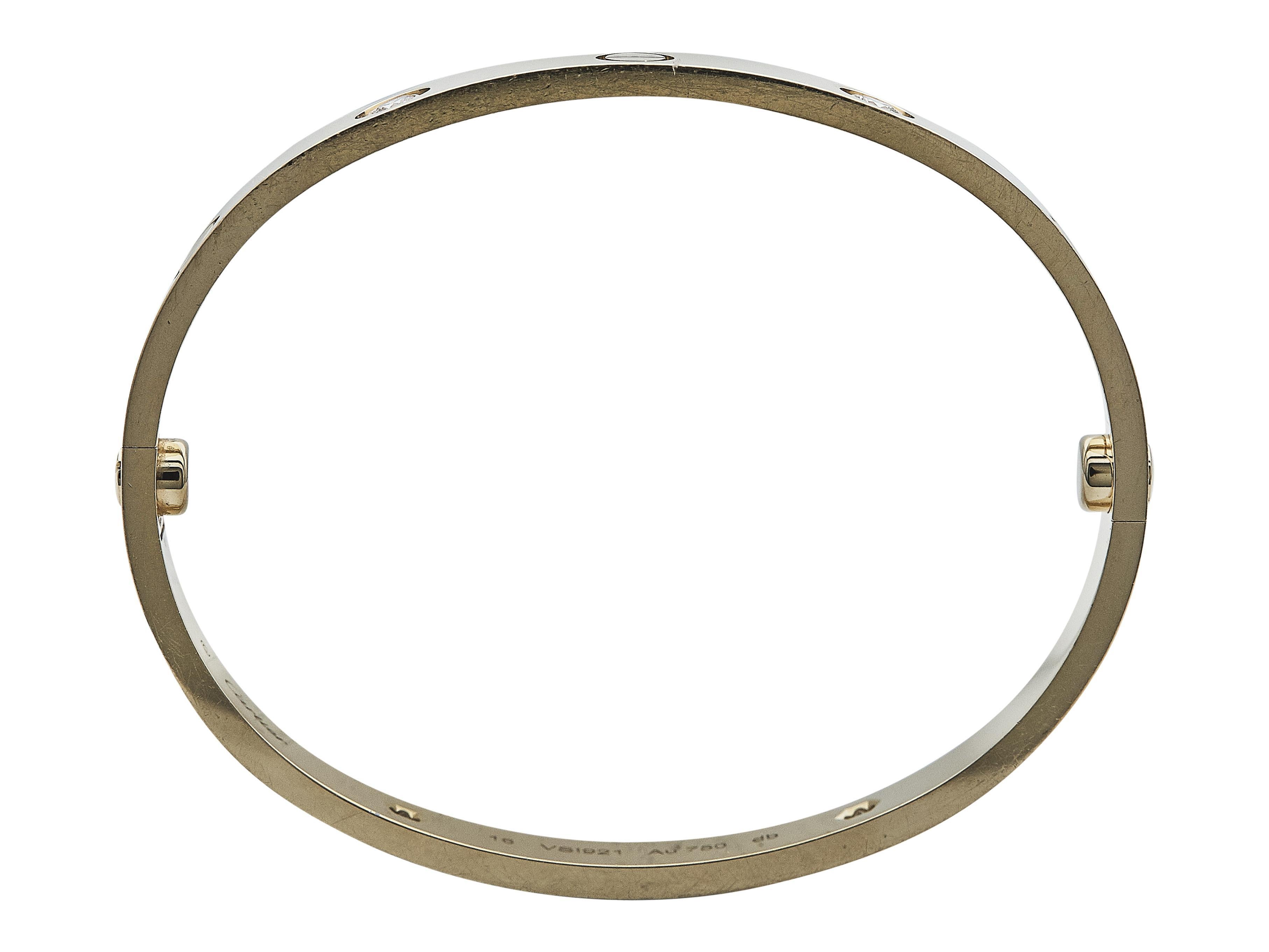 Taille ronde Bracelet d'amour de Cartier Modèle No No 4 diamant en or jaune 18 carats Taille 16 en vente