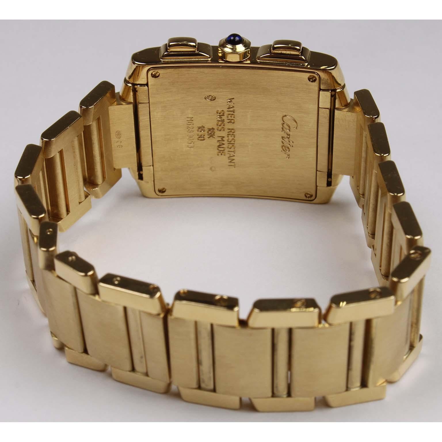Cast Cartier Yellow Gold Tank Francaise Chronograph Quartz Wristwatch