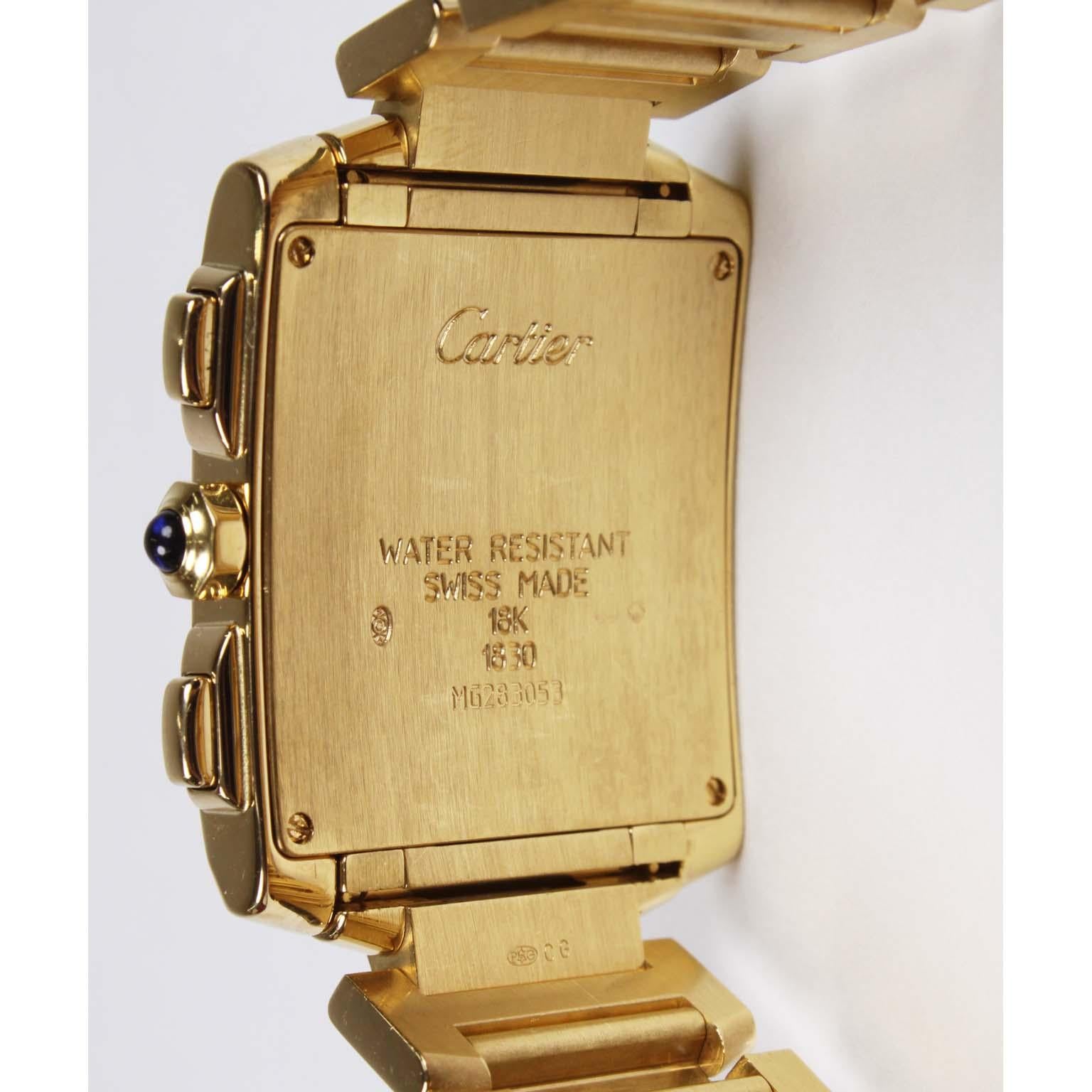 Late 20th Century Cartier Yellow Gold Tank Francaise Chronograph Quartz Wristwatch