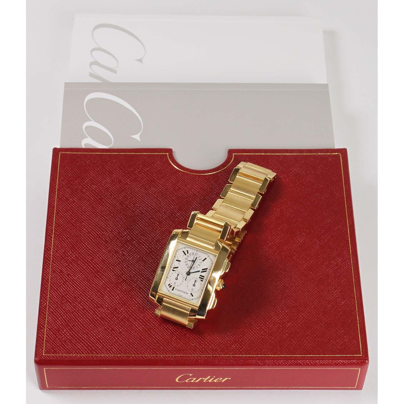 Steel Cartier Yellow Gold Tank Francaise Chronograph Quartz Wristwatch