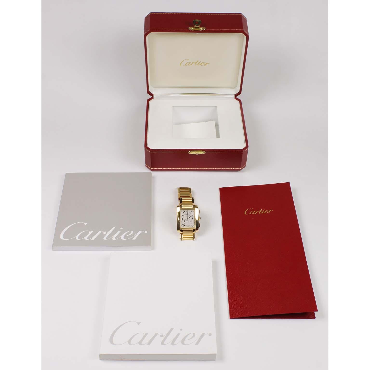Cartier Yellow Gold Tank Francaise Chronograph Quartz Wristwatch 1