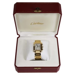 Retro Cartier Yellow Gold Tank Francaise Chronograph Quartz Wristwatch