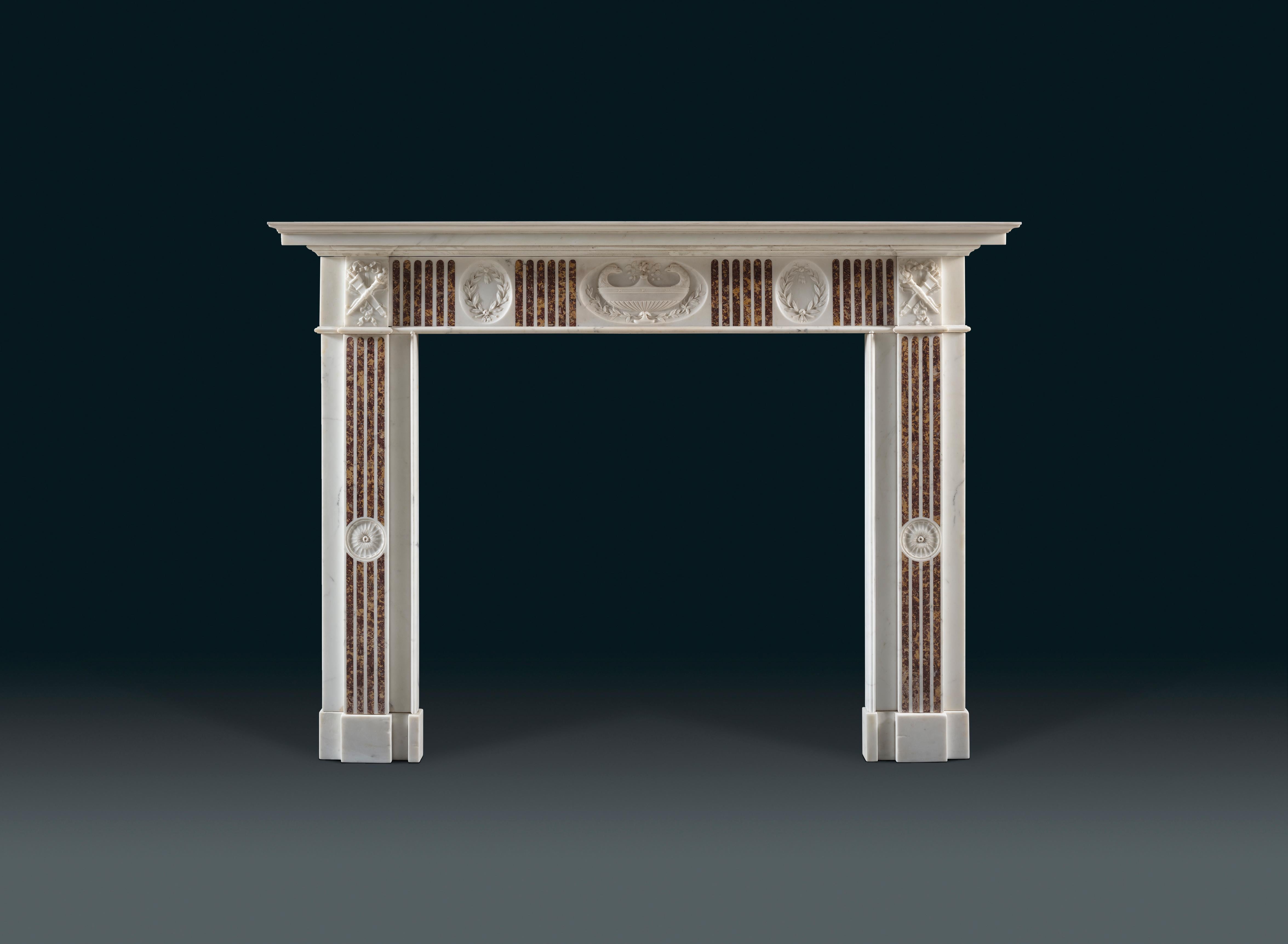 English A Carved 18th century Chimneypiece of Neoclassical Design 