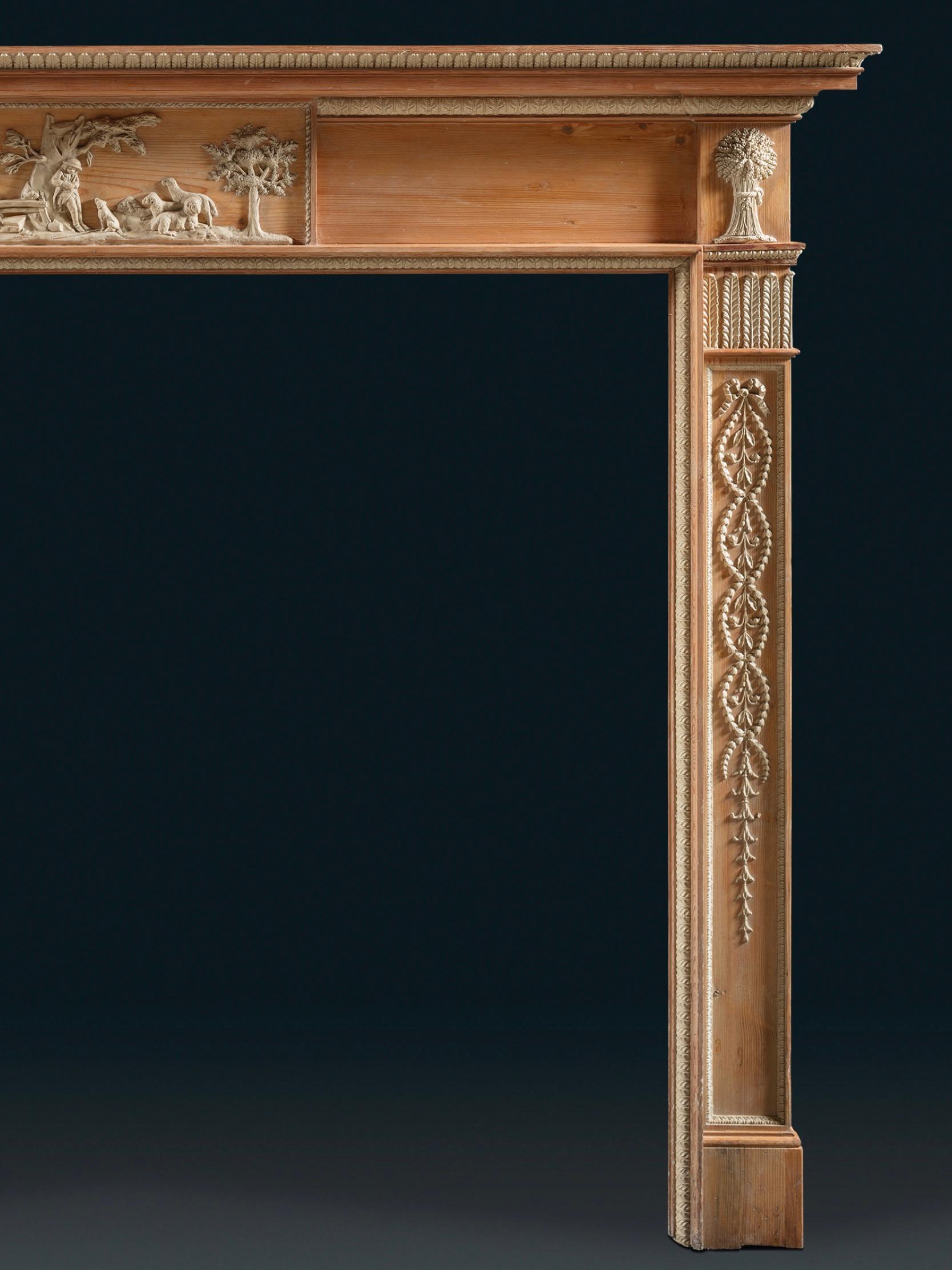 Georgian A Carved 18th Century Pine Chimneypiece in George III Style. For Sale