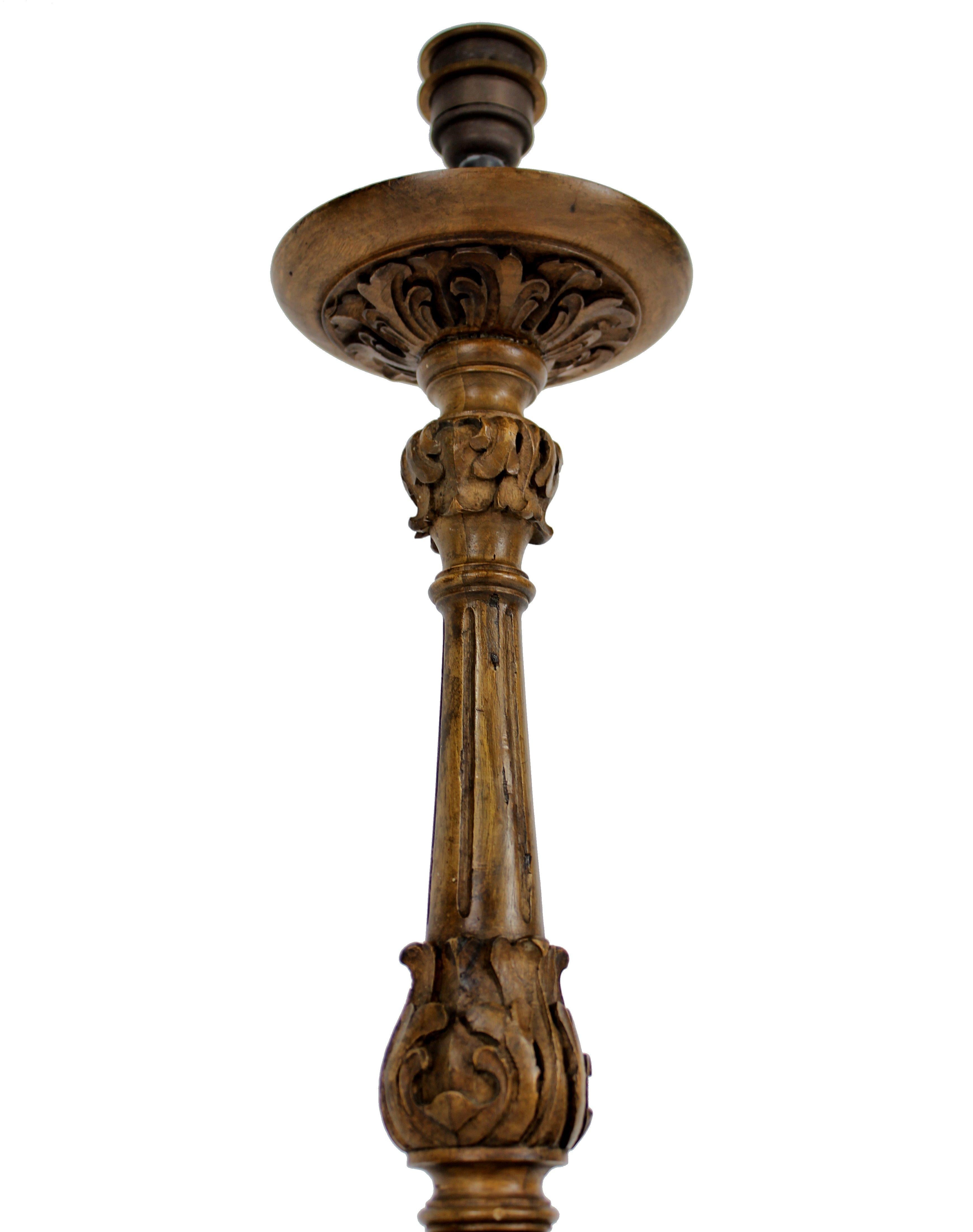 Carved 18th Century Walnut Lamp 1